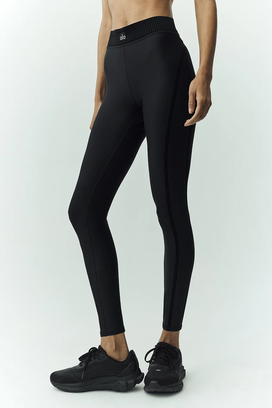 Airlift Line Up Mirage 7/8 Legging in Black with Logo Waistband