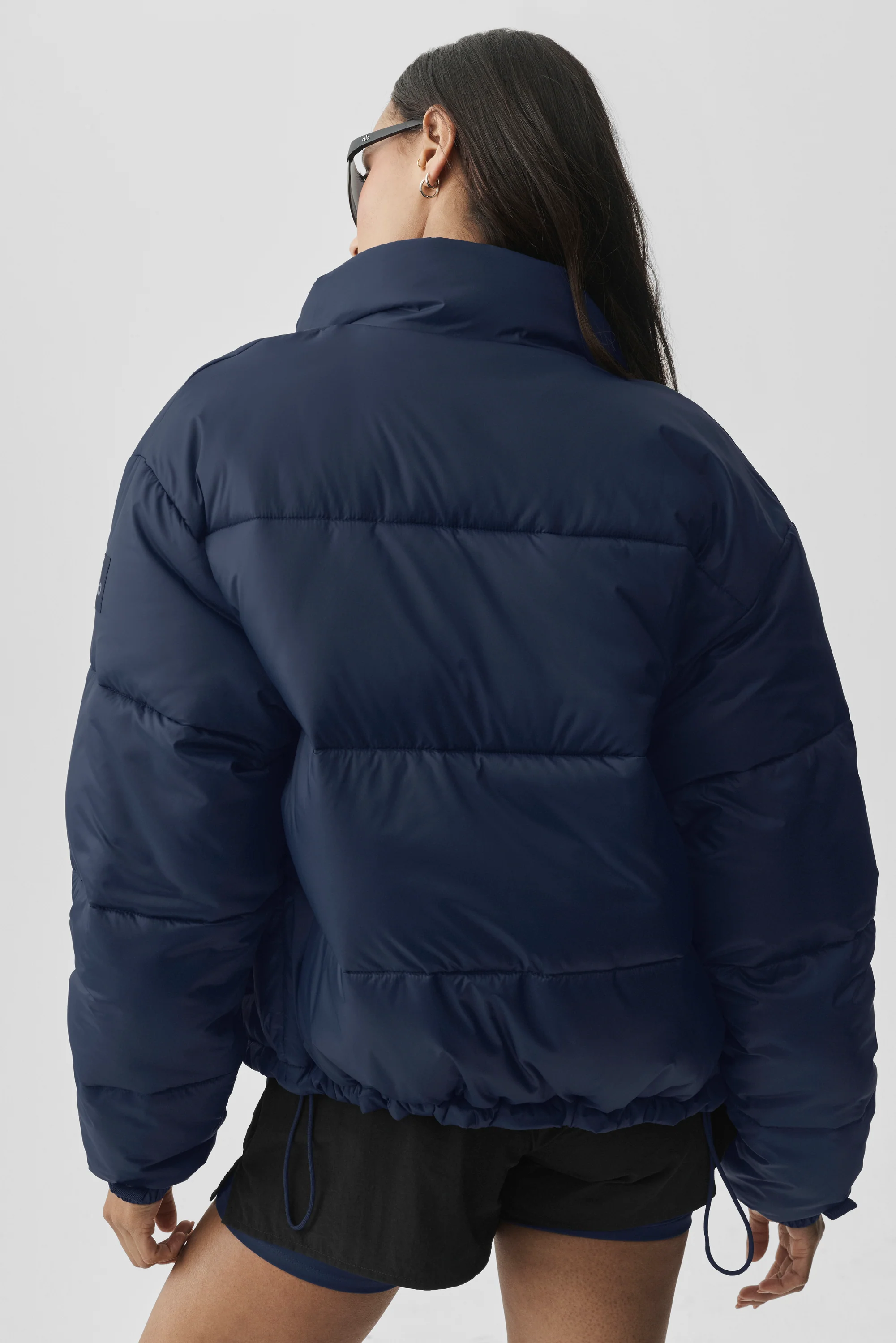 Cold Front Puffer Jacket in Navy with Polar Fleece Collar Lining