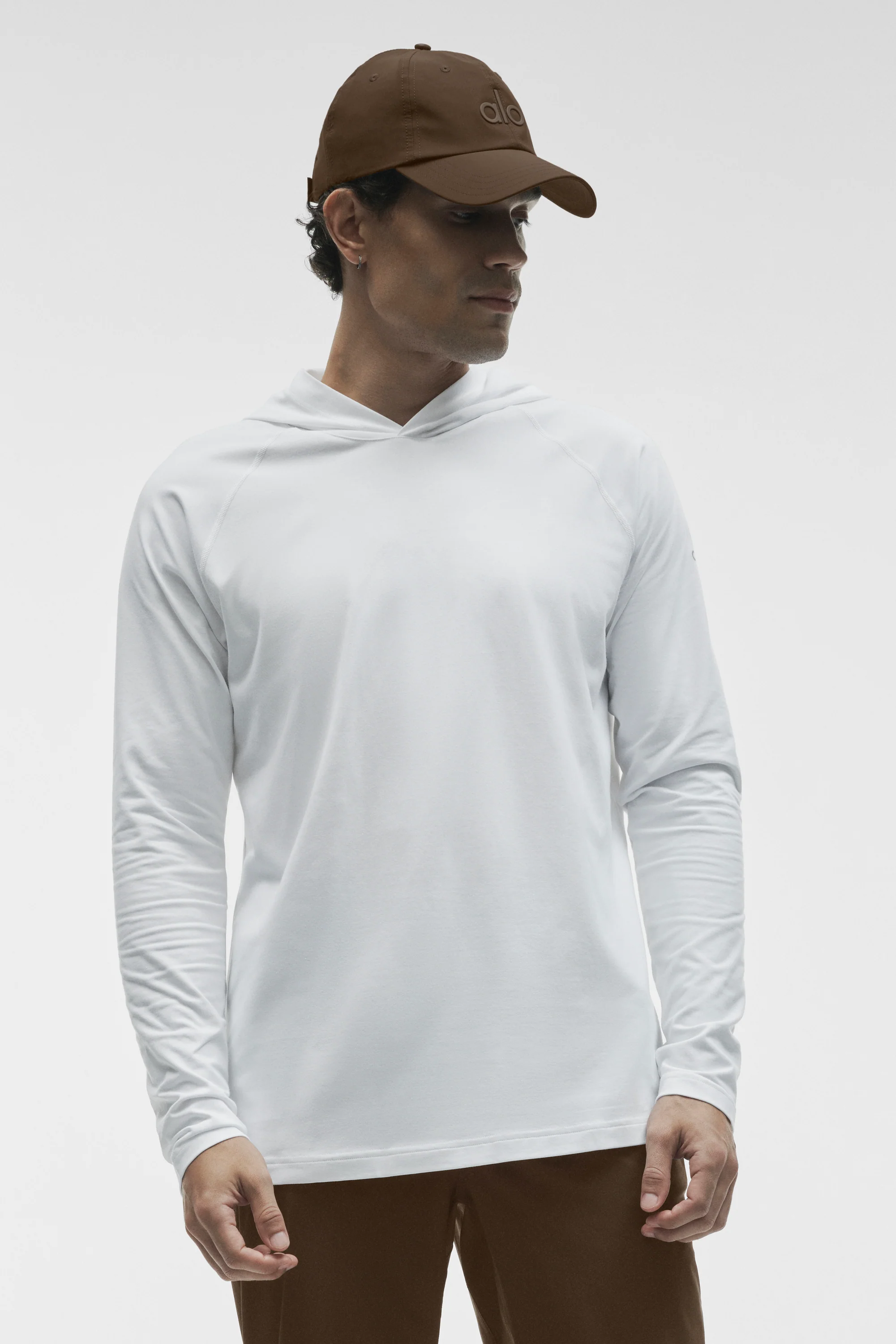 ALO Vapor Long Sleeve Hoodie in White for Men