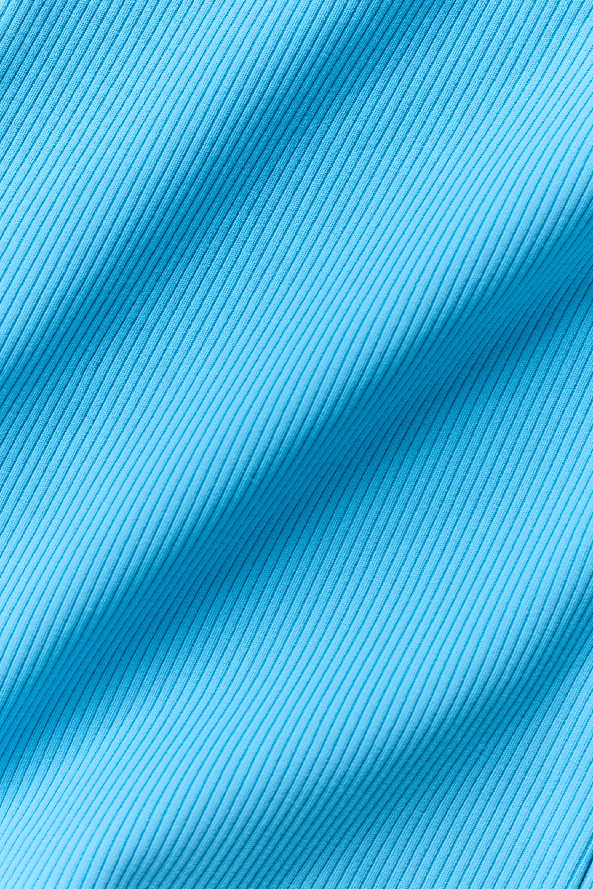 Goddess Ribbed High-Waist First Pick Short in Azure Blue/Wit