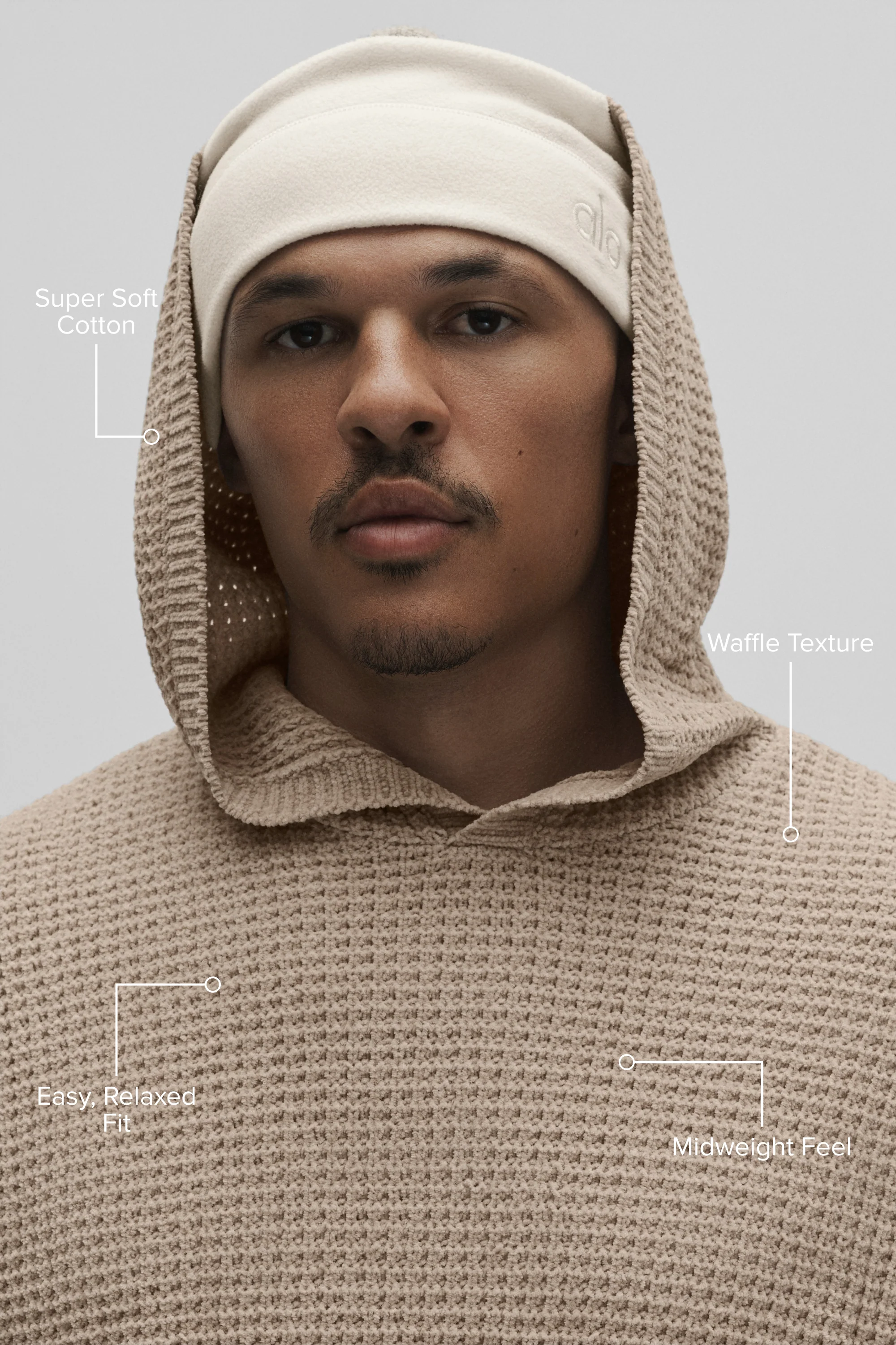 Waffle Chenille Edition Hoodie in Gravel for Off-Duty Wear