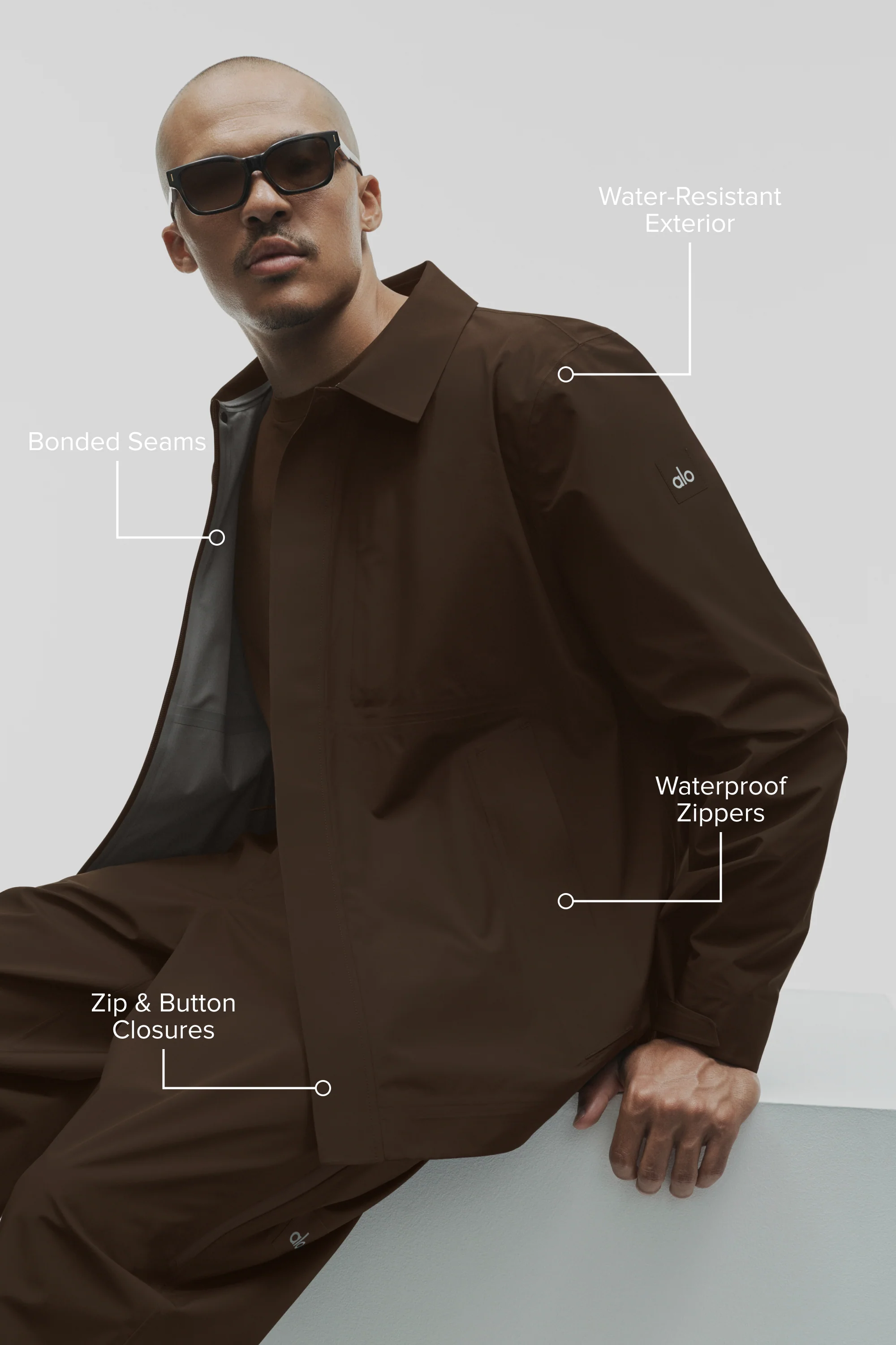 Alpha Shell Overshirt in Espresso with Waterproof Zippers