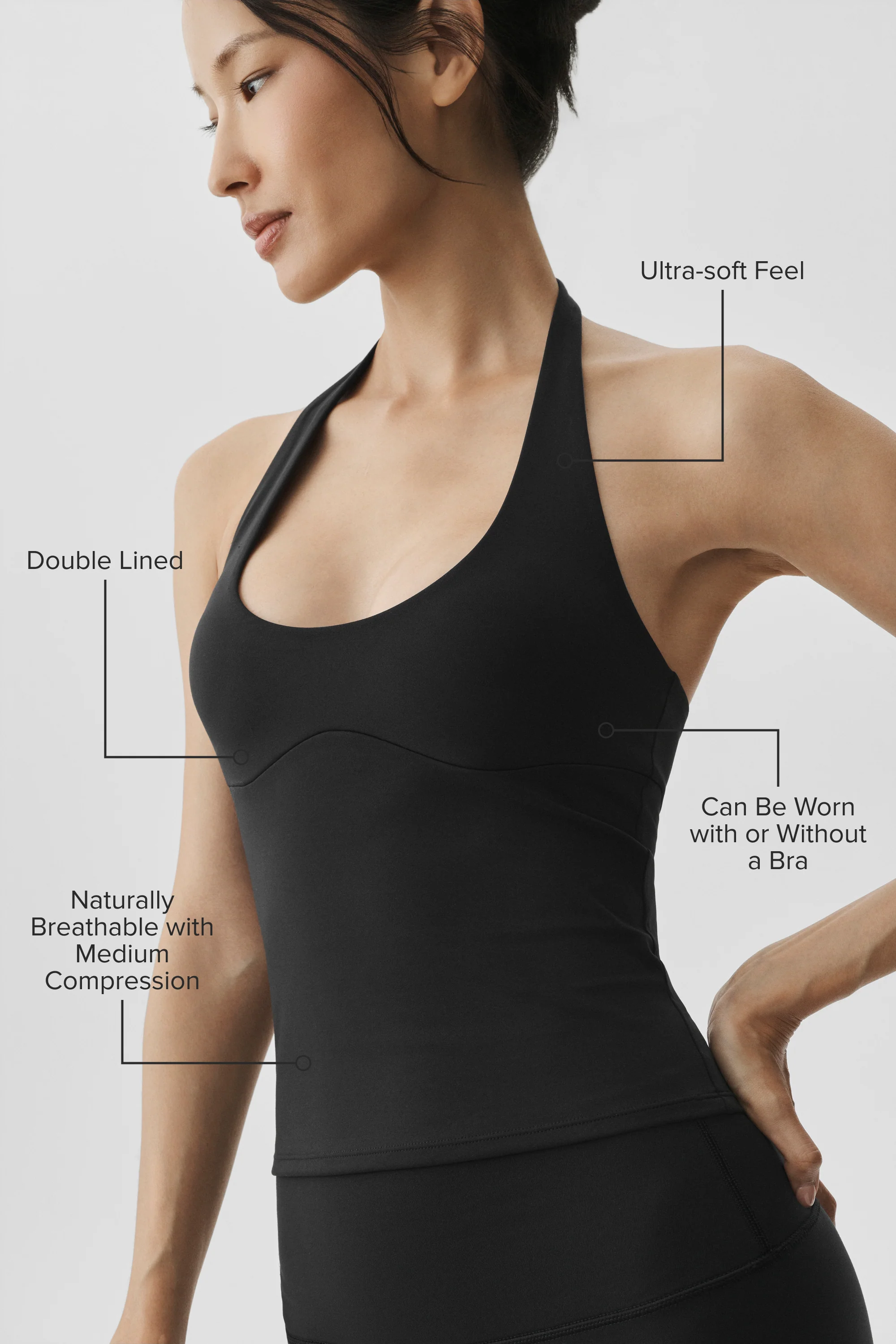 ALO Softsculpt Precision Halter Tank in Black