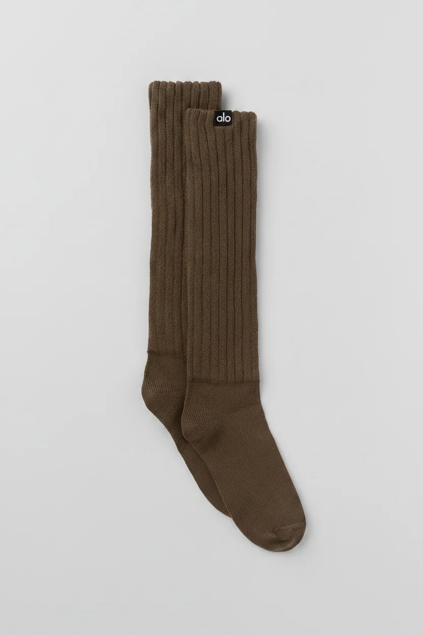 Unisex Scrunch Sok Espresso Superzachte Gelaagde Been Sok