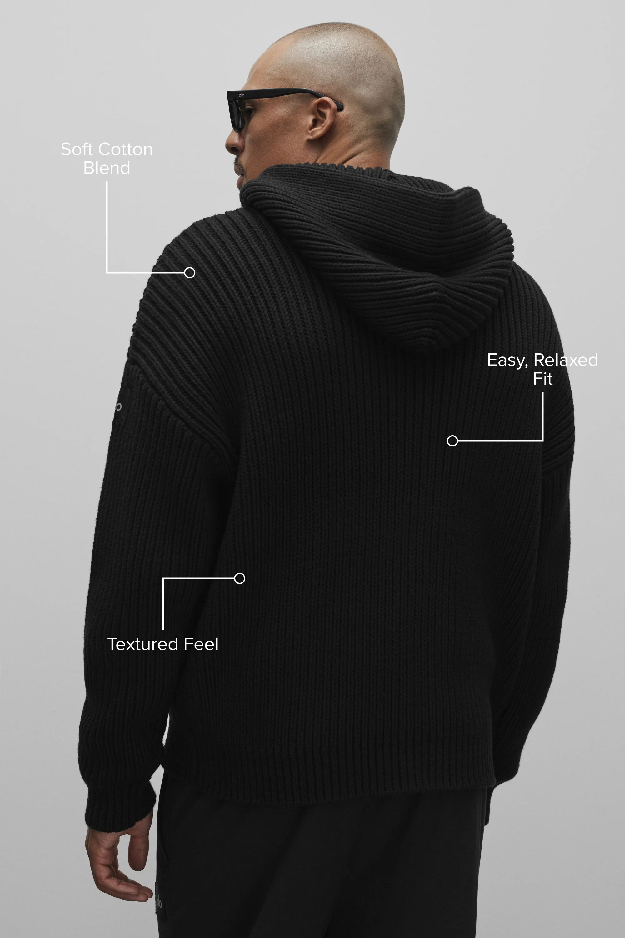 Chunky Knit Rewind Hoodie in Black for Off-Duty Days