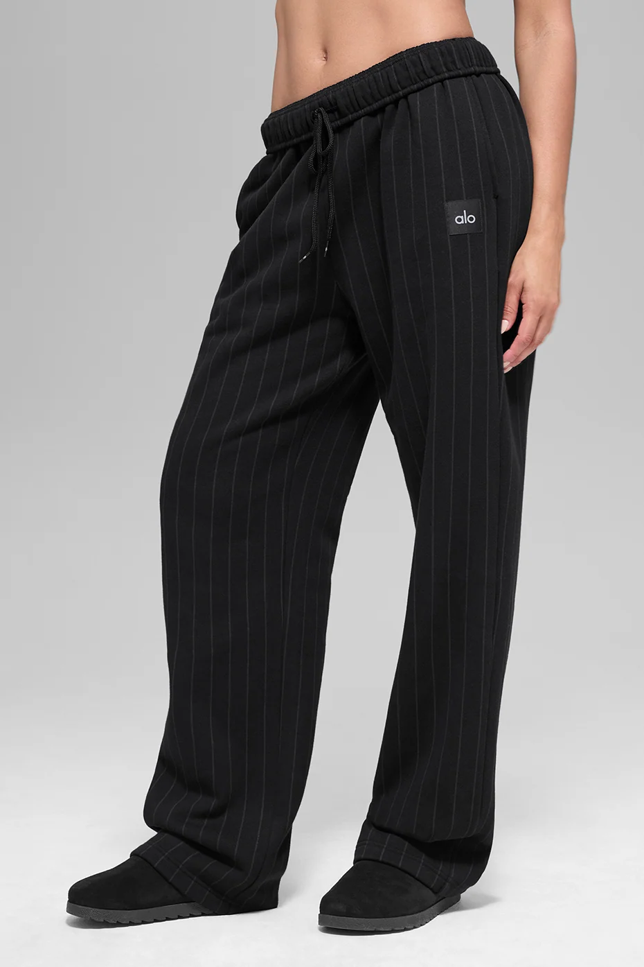Pinstripe Straight Leg Sweatpant i Black Pinstripe Heavyweight Fleece