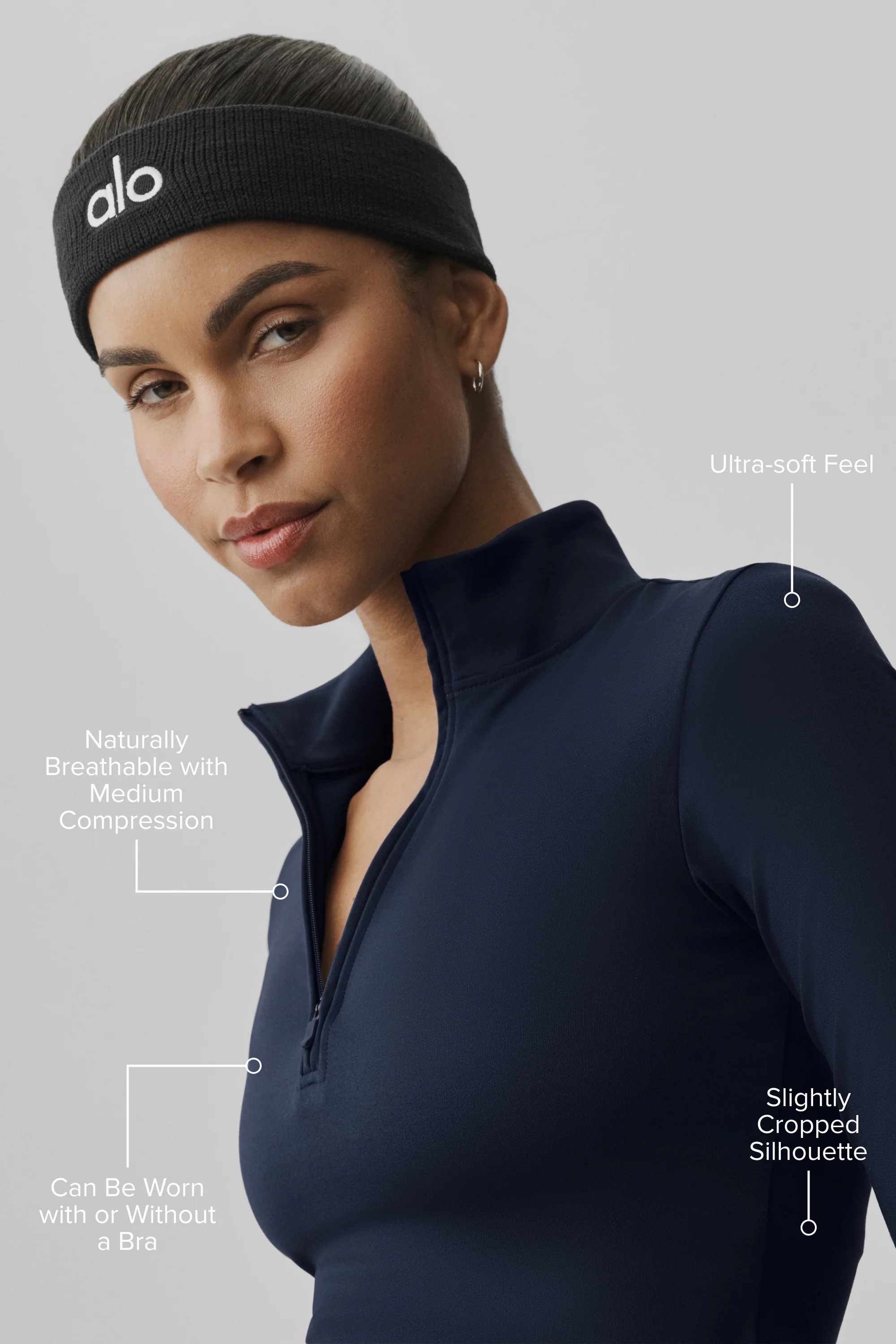 ALO Softsculpt Precision 1/4 Zip Long Sleeve in Navy