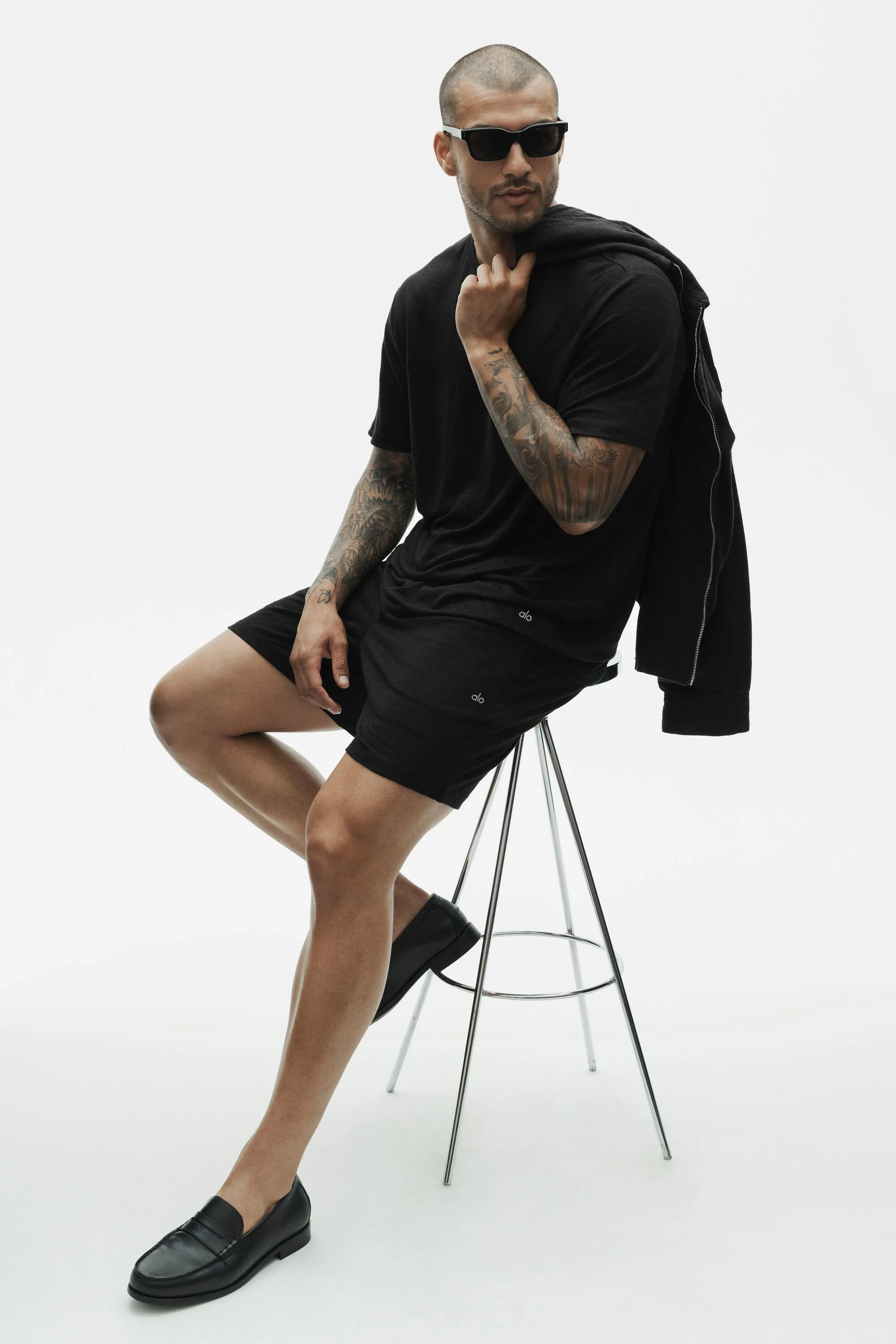Linen Jersey Coastal Kurzarm-Tee in Schwarz für Herren
