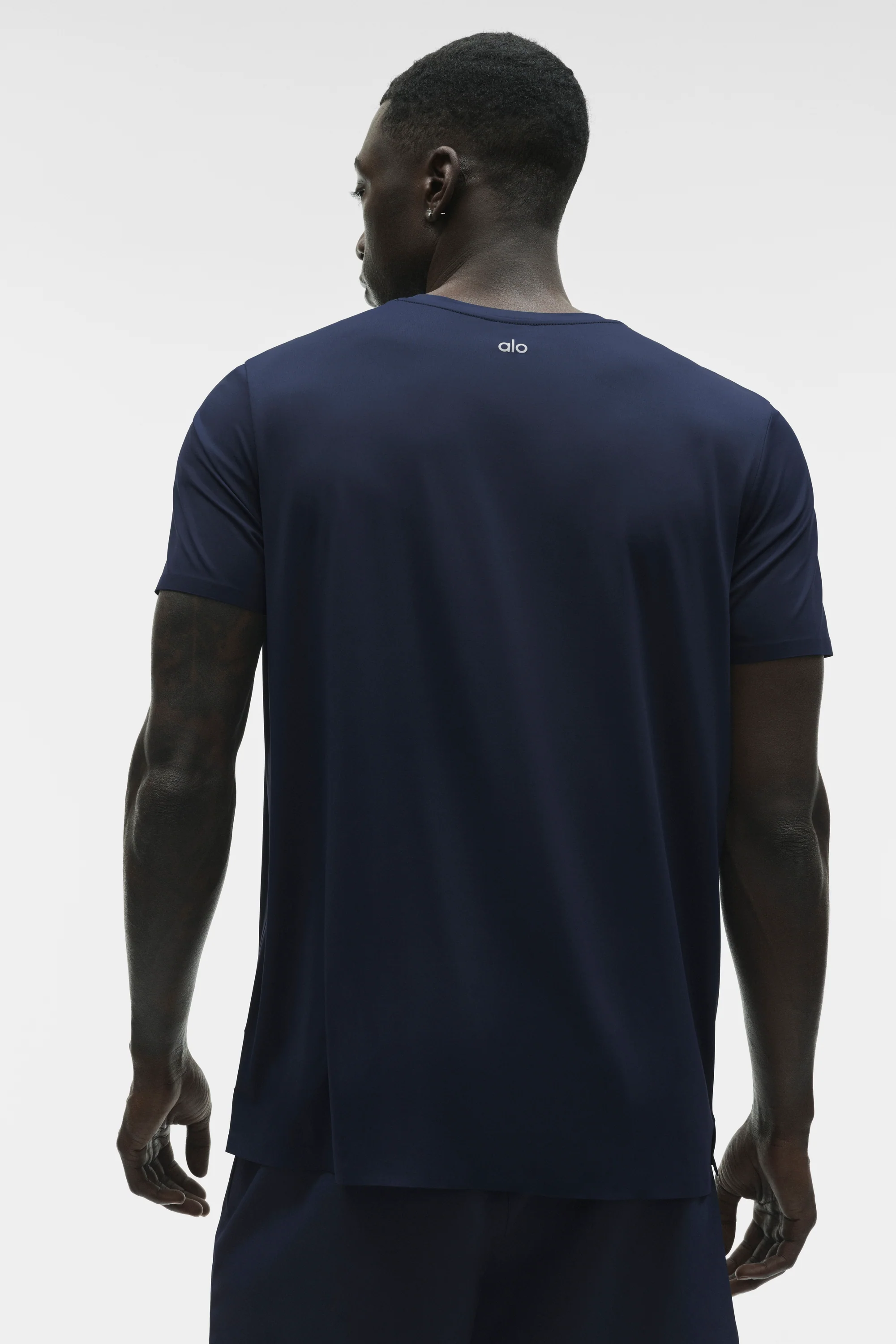 Idol Crewneck Short Sleeve Navy Tee with Reflective Hem