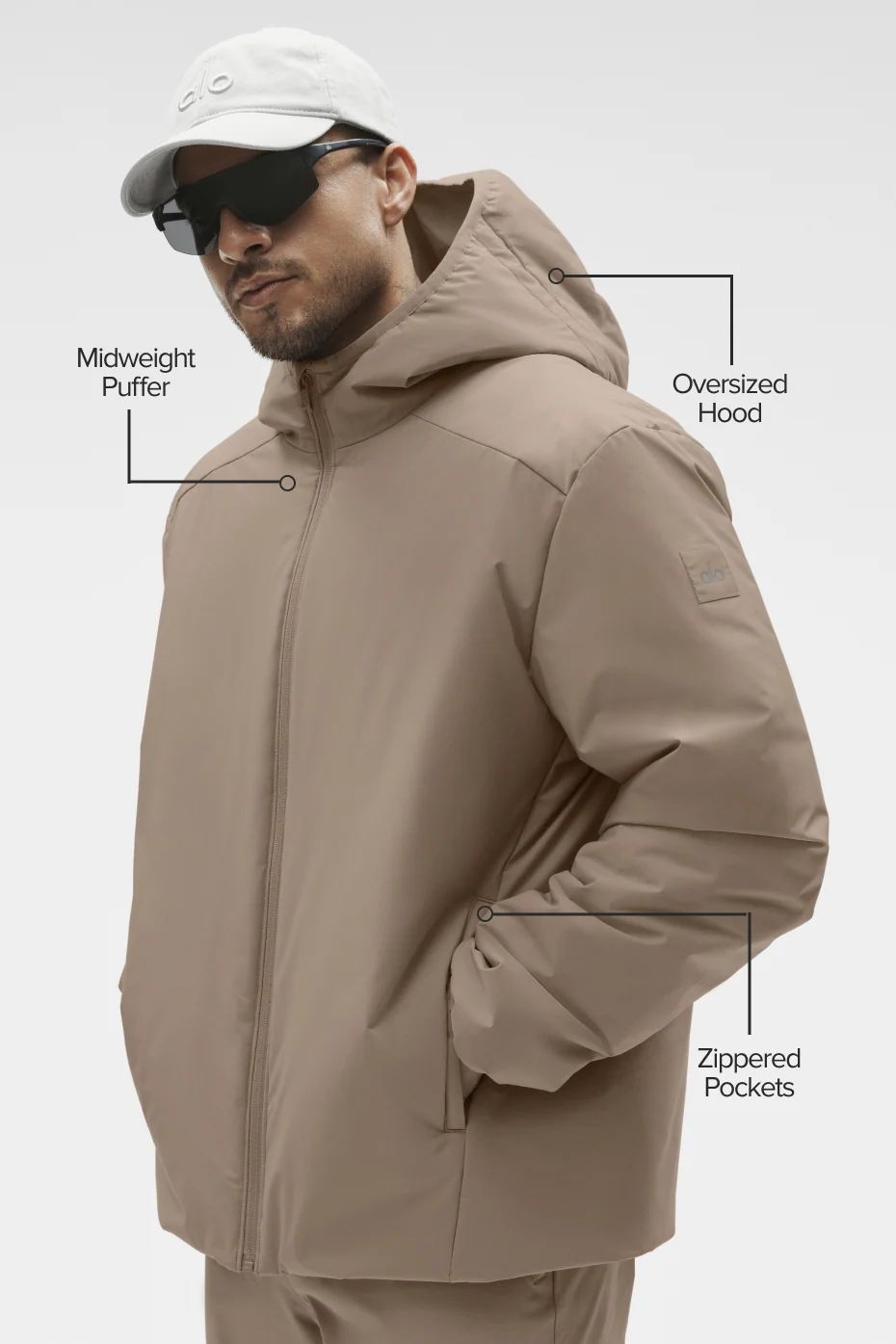 Elemental Full-Zip Jacket in Gravel: Midweight Puffer for Men