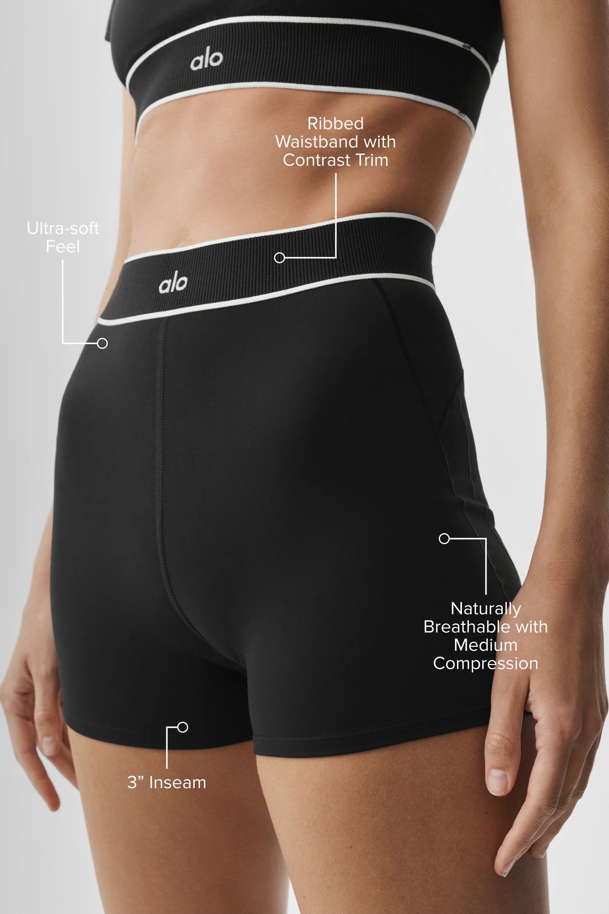ALO Softsculpt High-Waist Amp It Up Short, 3 Inch Inseam, Black