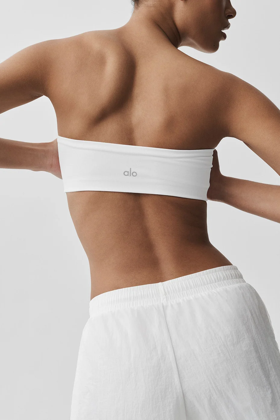 Airbrush Bandeau Bra in White with Removable Cups