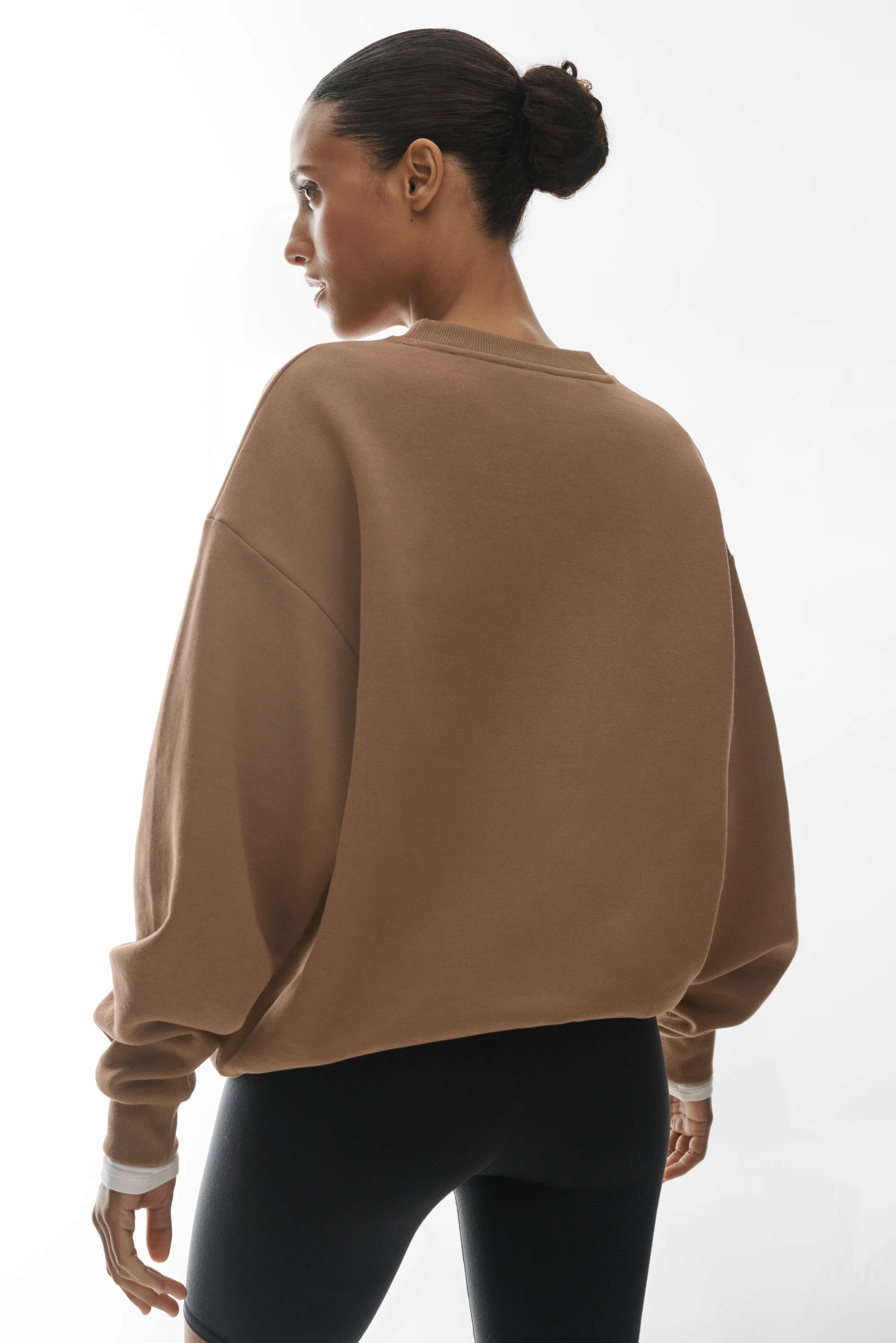 Accolade Crew Neck Pullover in Java Brown Midweight French Terry