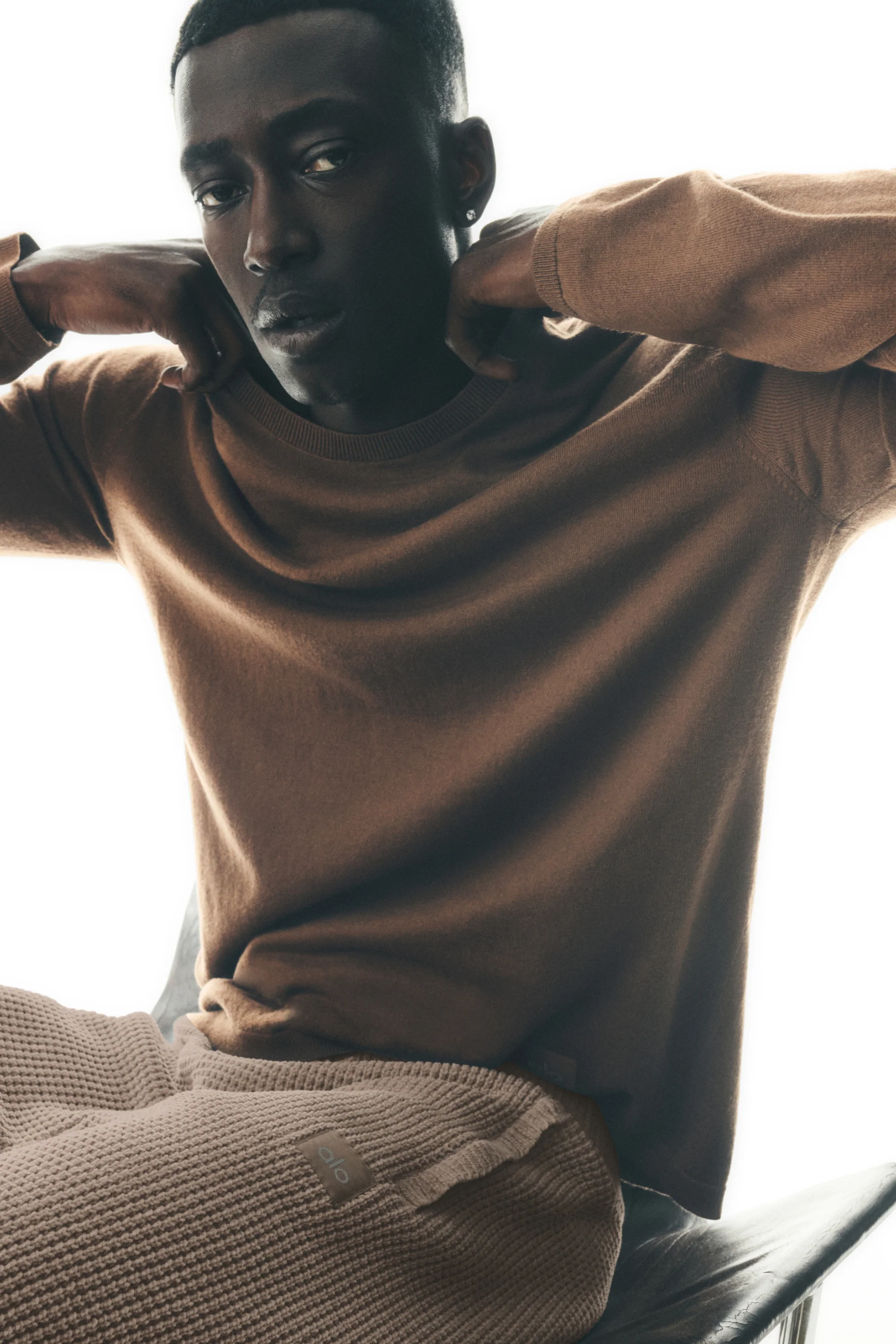 Cashmere Blend Ever Soft Long Sleeve Crew in Java Brown for Men