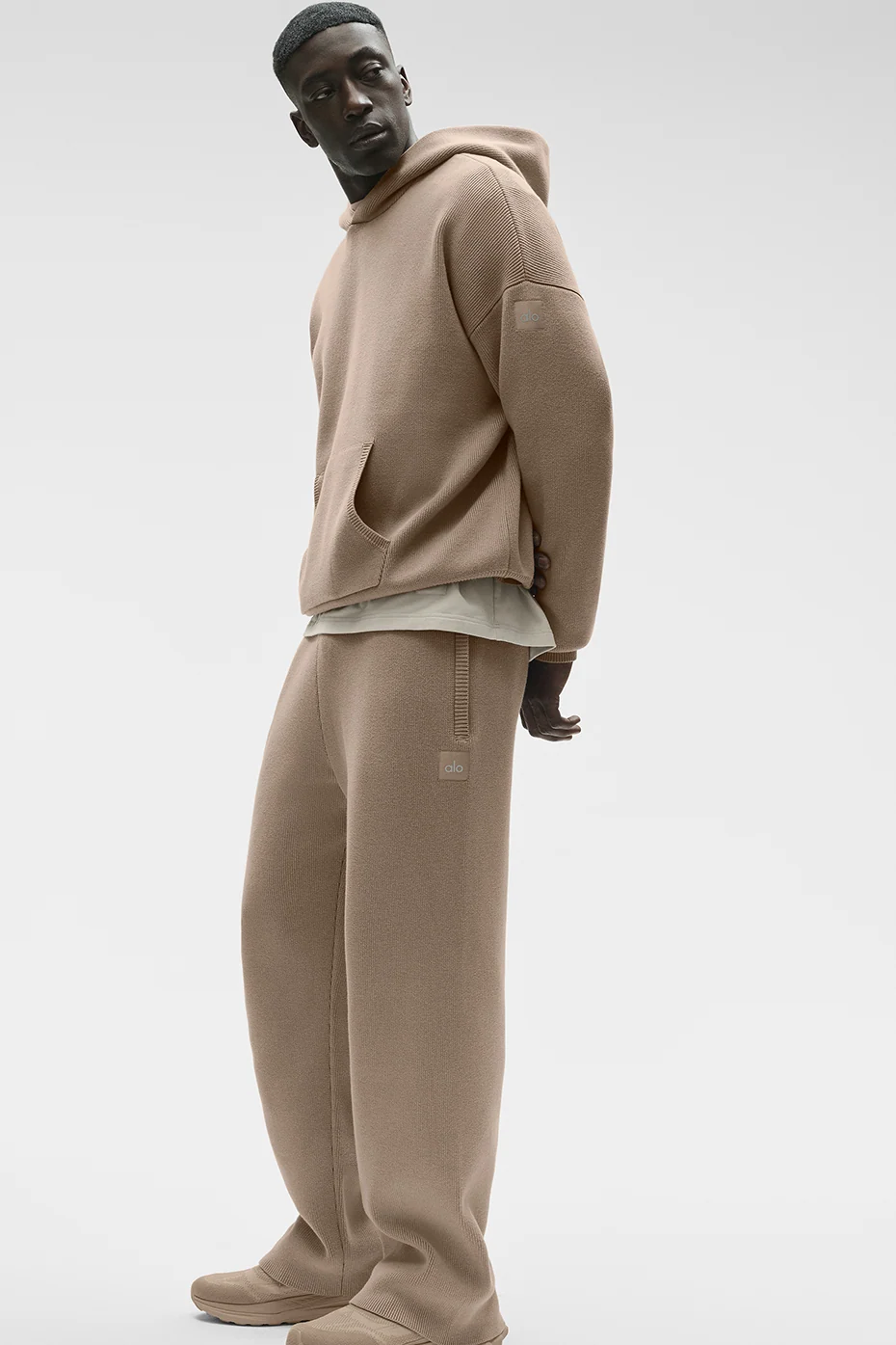 Scholar Straight Leg Sweathose in Gravel Heavyweight Knit