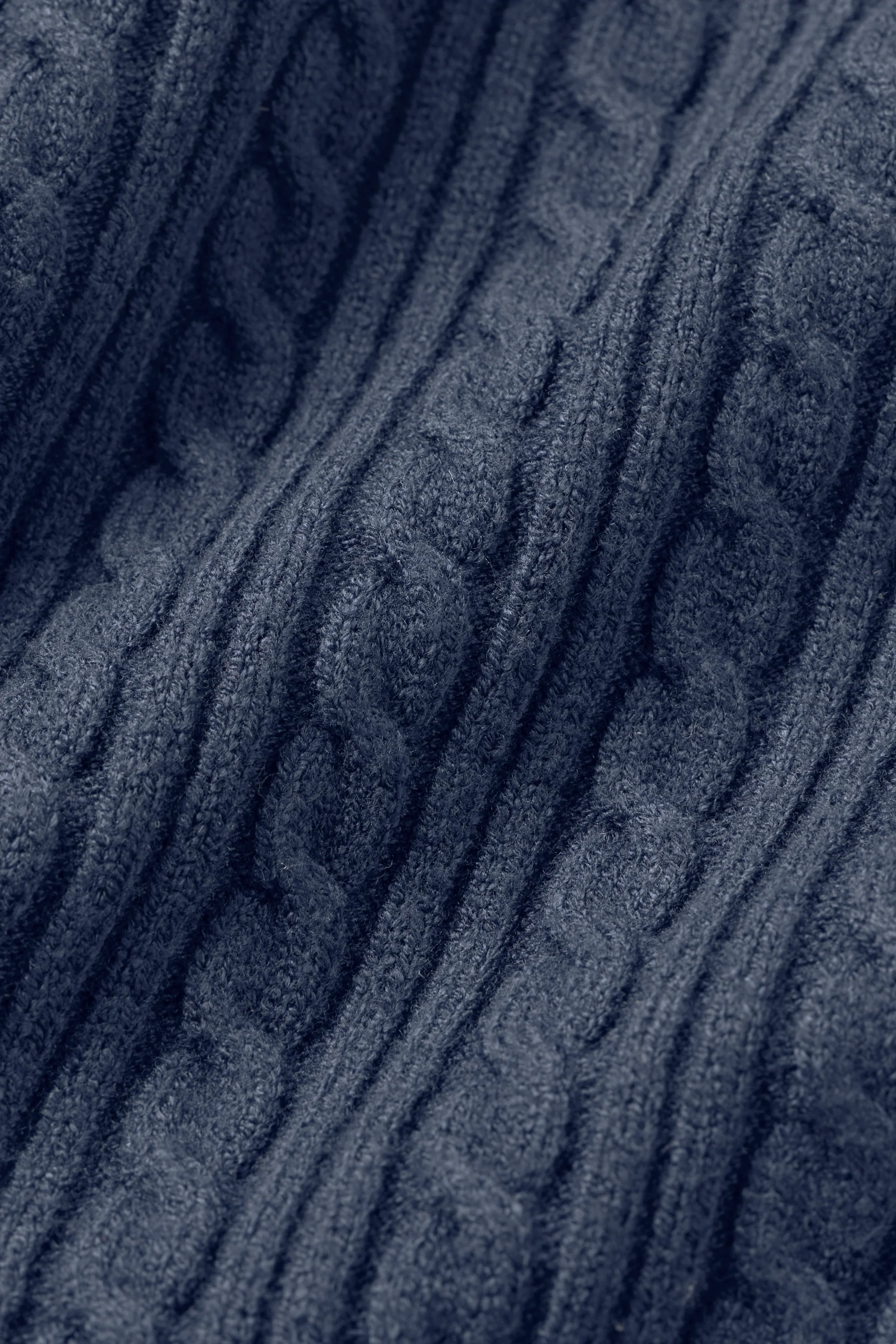 Mini Cable sweater-shorts med høj talje i marineblå