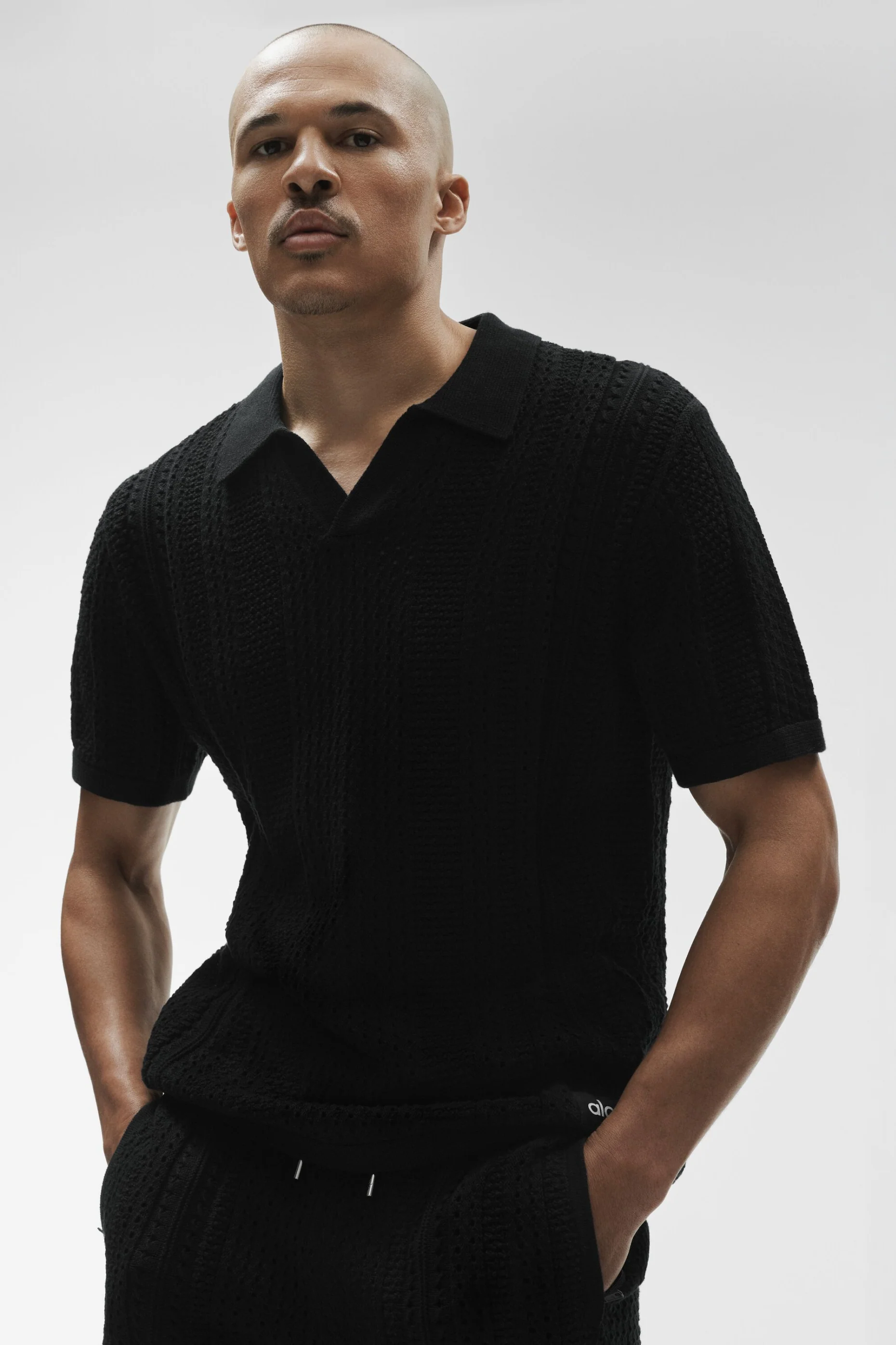 Polo in maglia a manica corta Coastline da uomo in nero