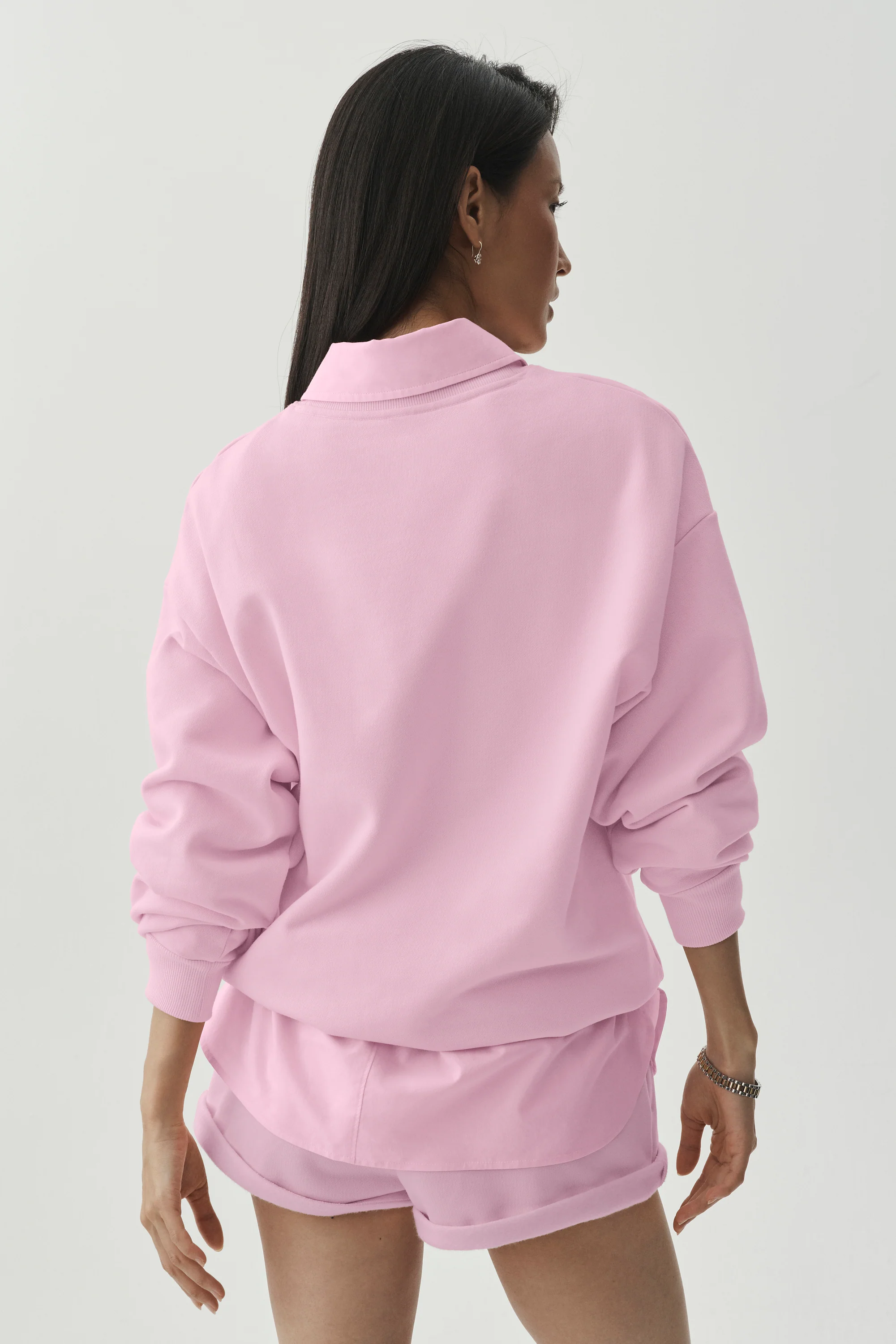 Accolade Crew Neck Pullover in Pink Marshmallow French Terry