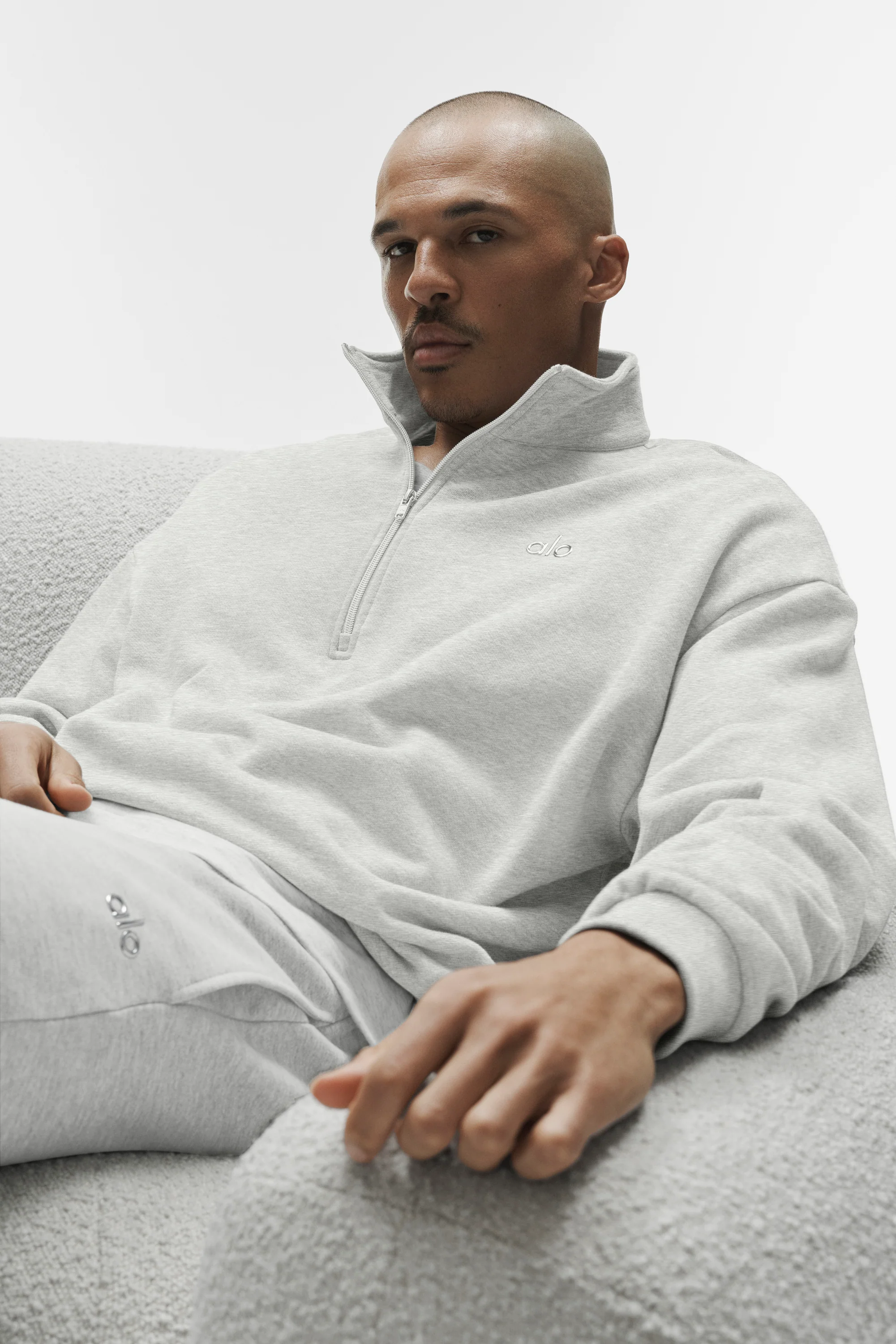 Accolade 1/4 Zip Pullover in White Heather for Men