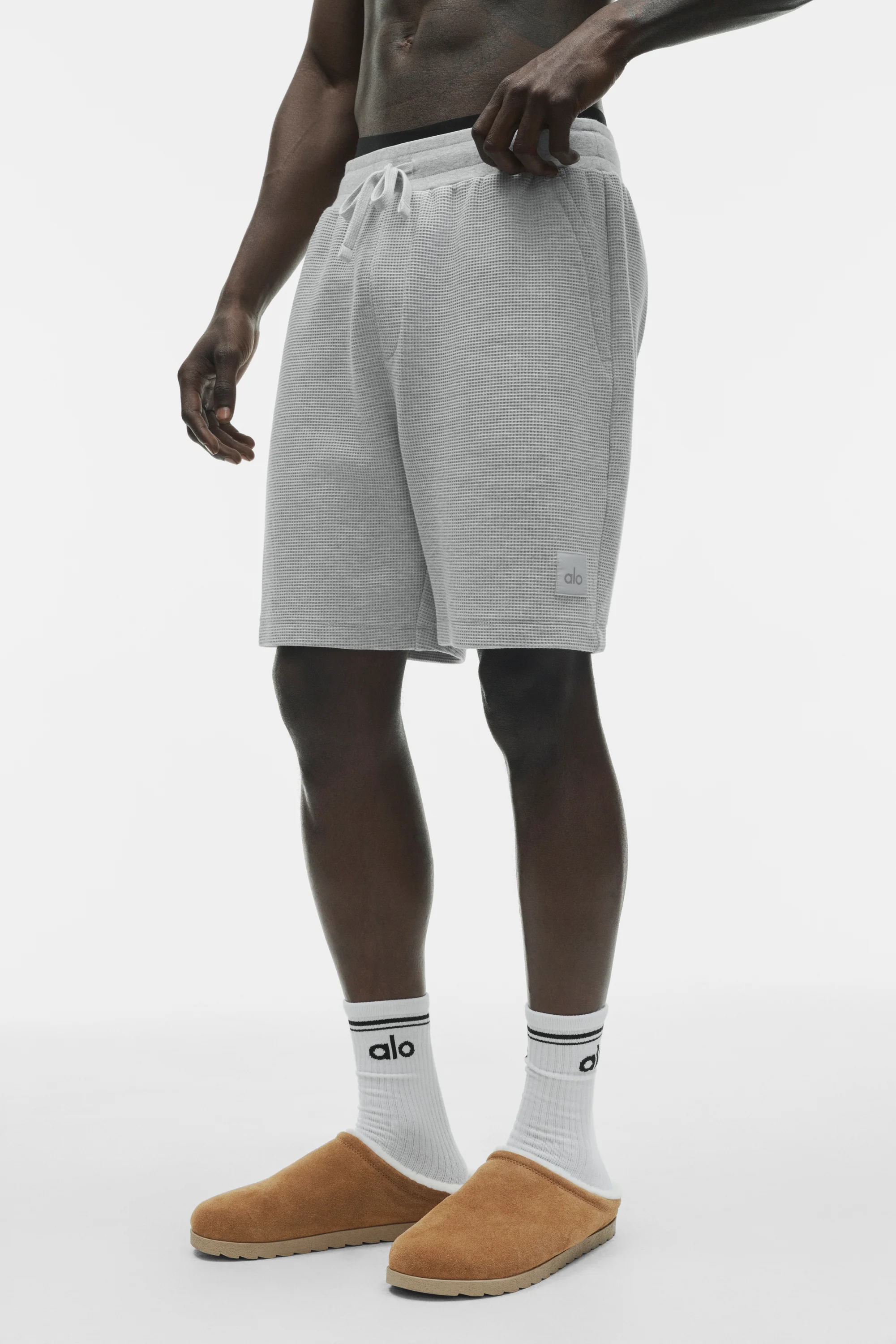 7" Waffle Lounge Short in Athletic Heather Grey