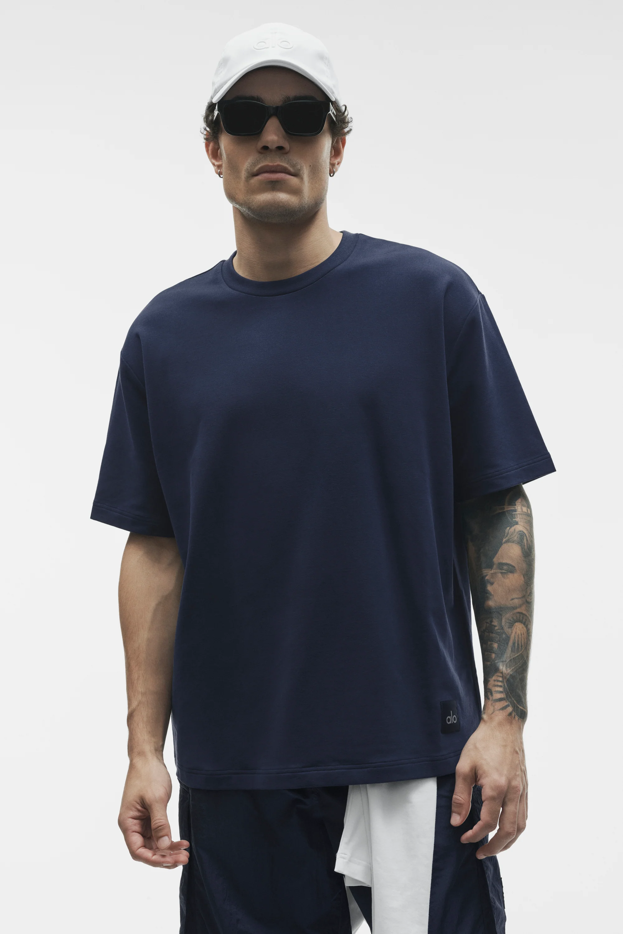 Double Take Kurzarm-T-Shirt in Marineblau, oversized für Herren