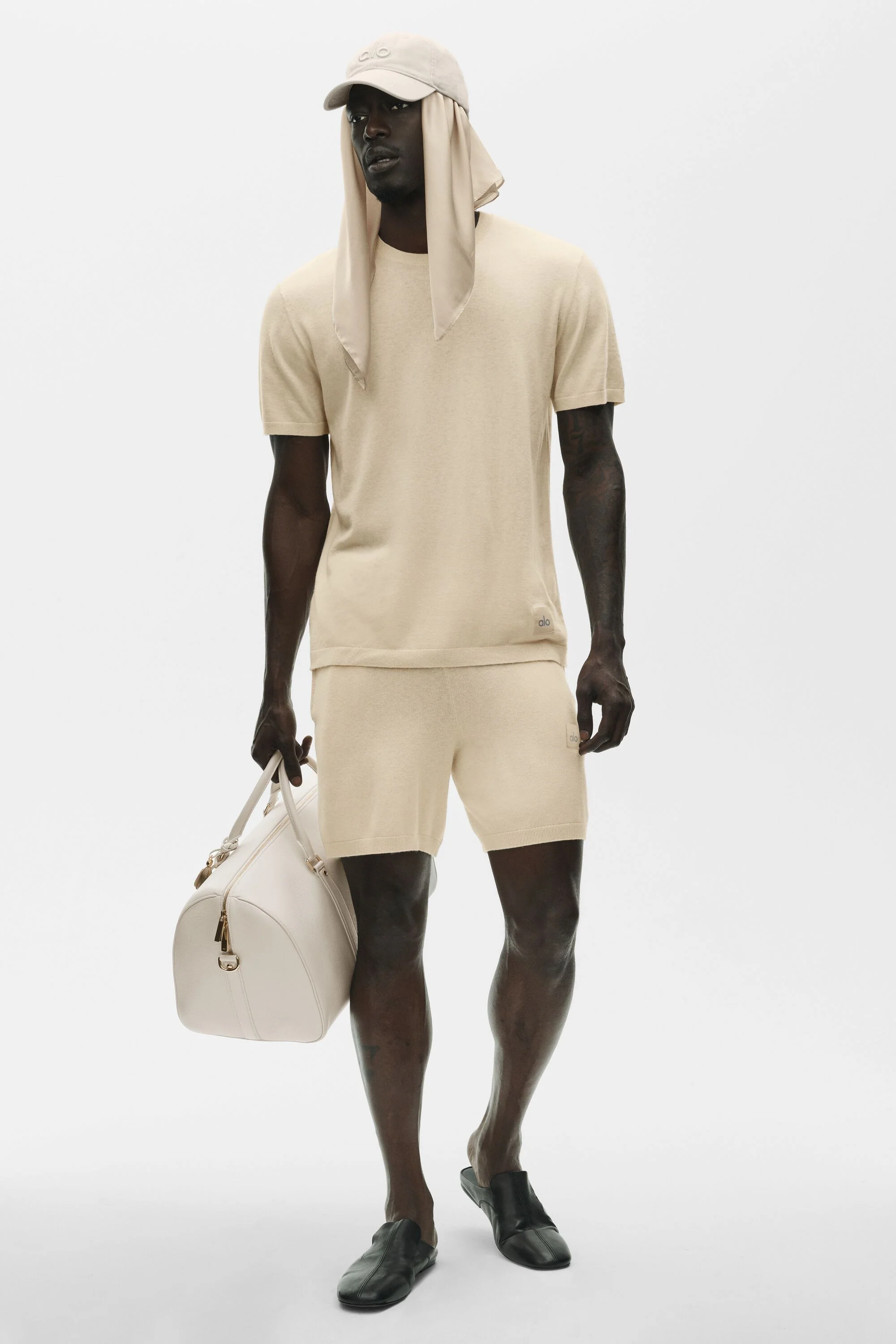 Cotton Cashmere Ever Soft Short Sleeve Crew in Sandy Beige