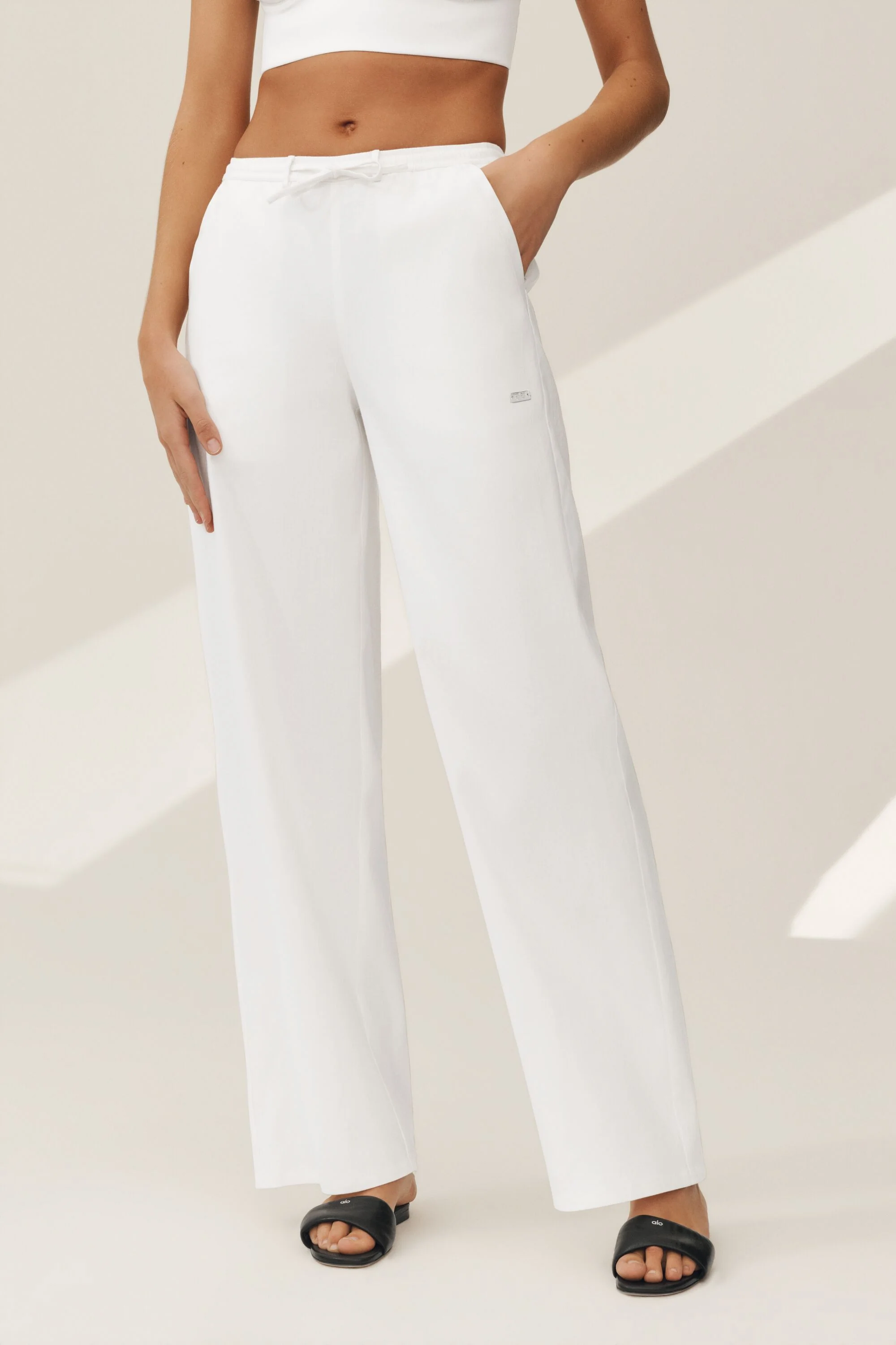 Pantalone ampio in misto lino Riviera bianco