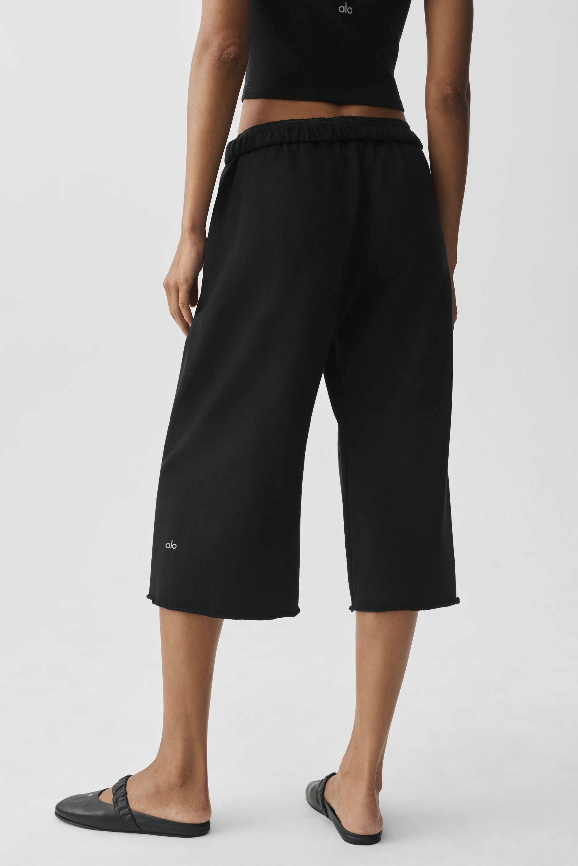 Chill Cutoff Sweatpant in Black, Relaxed Cotton Blend Fit