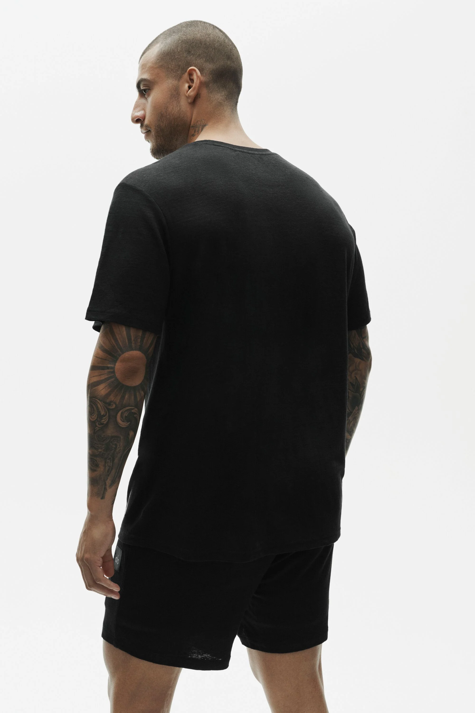 Linen Jersey Coastal Kurzarm-Tee in Schwarz für Herren
