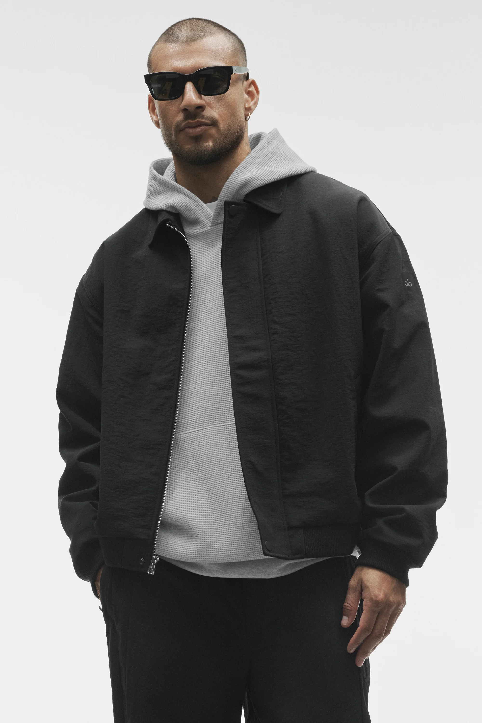 Duality Bomber Jacket in Black with Zippered Pockets