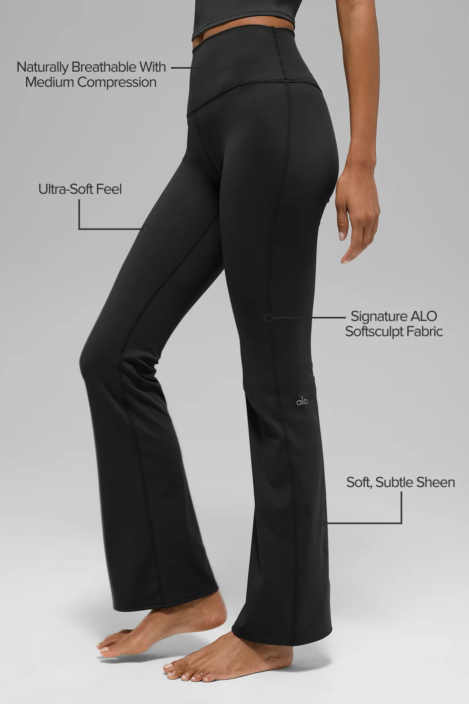 ALO Softsculpt High-Waist Bootcut Legging Regular Length in Black