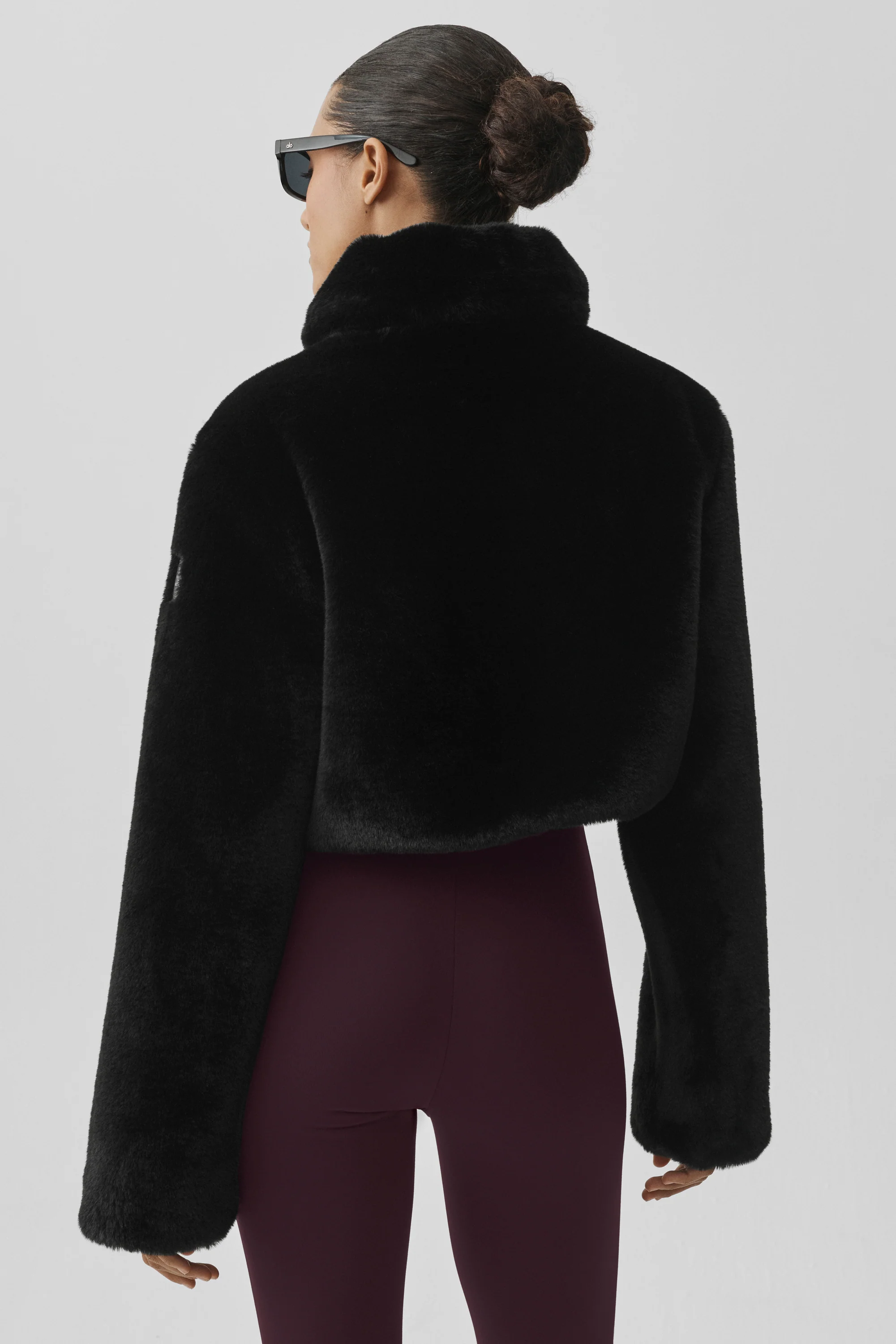 Faux Fur Cropped Amore Jacket in Black