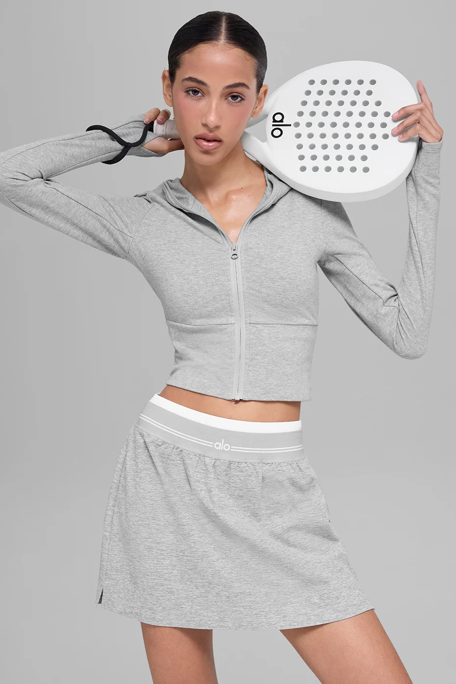 Sway Kapuzenjacke mit durchgehendem Reißverschluss in Athletic Heather Grey aus Baumwolle und Modal