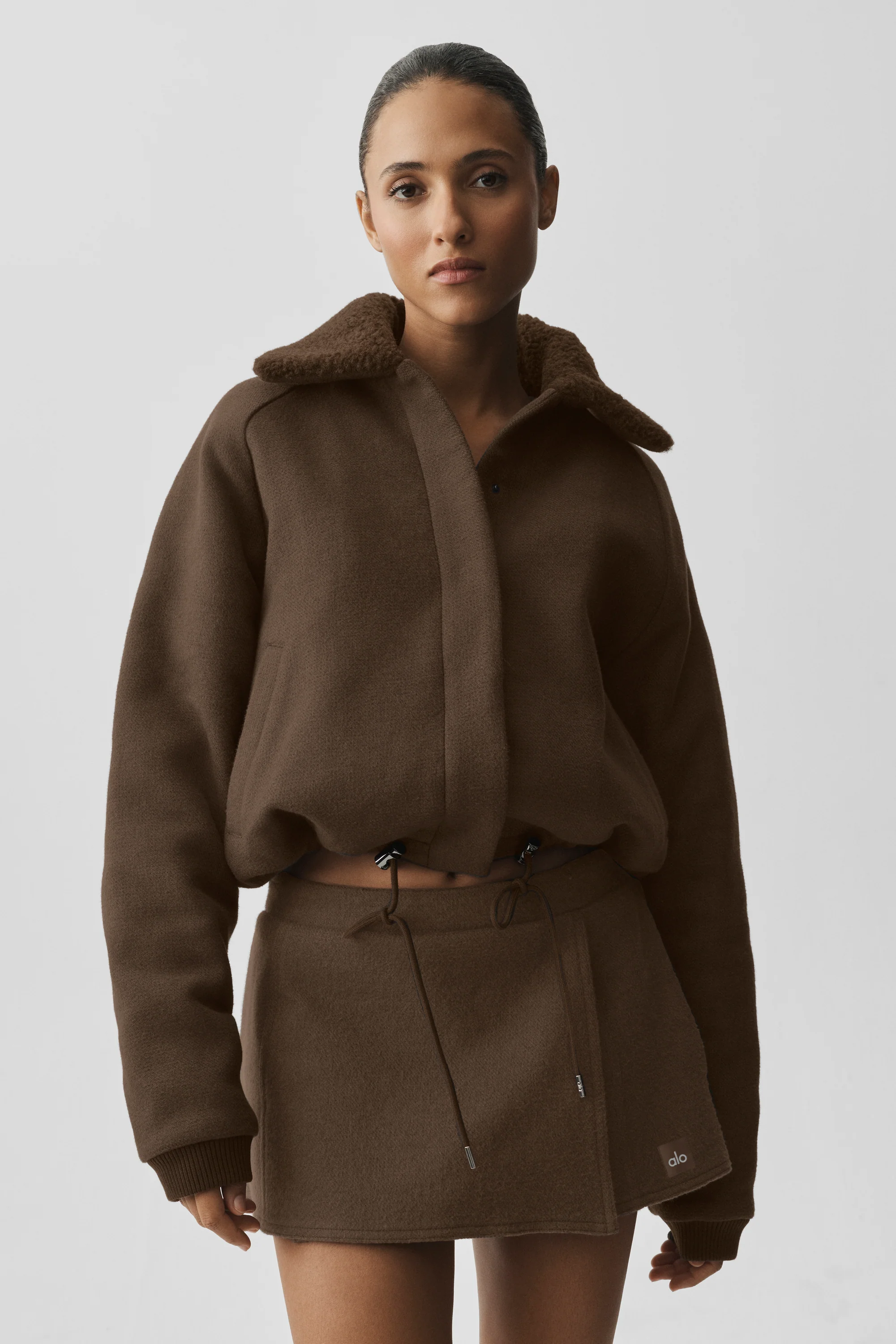 Alpine Meadow Jacket in Espresso with Faux Sherpa Collar