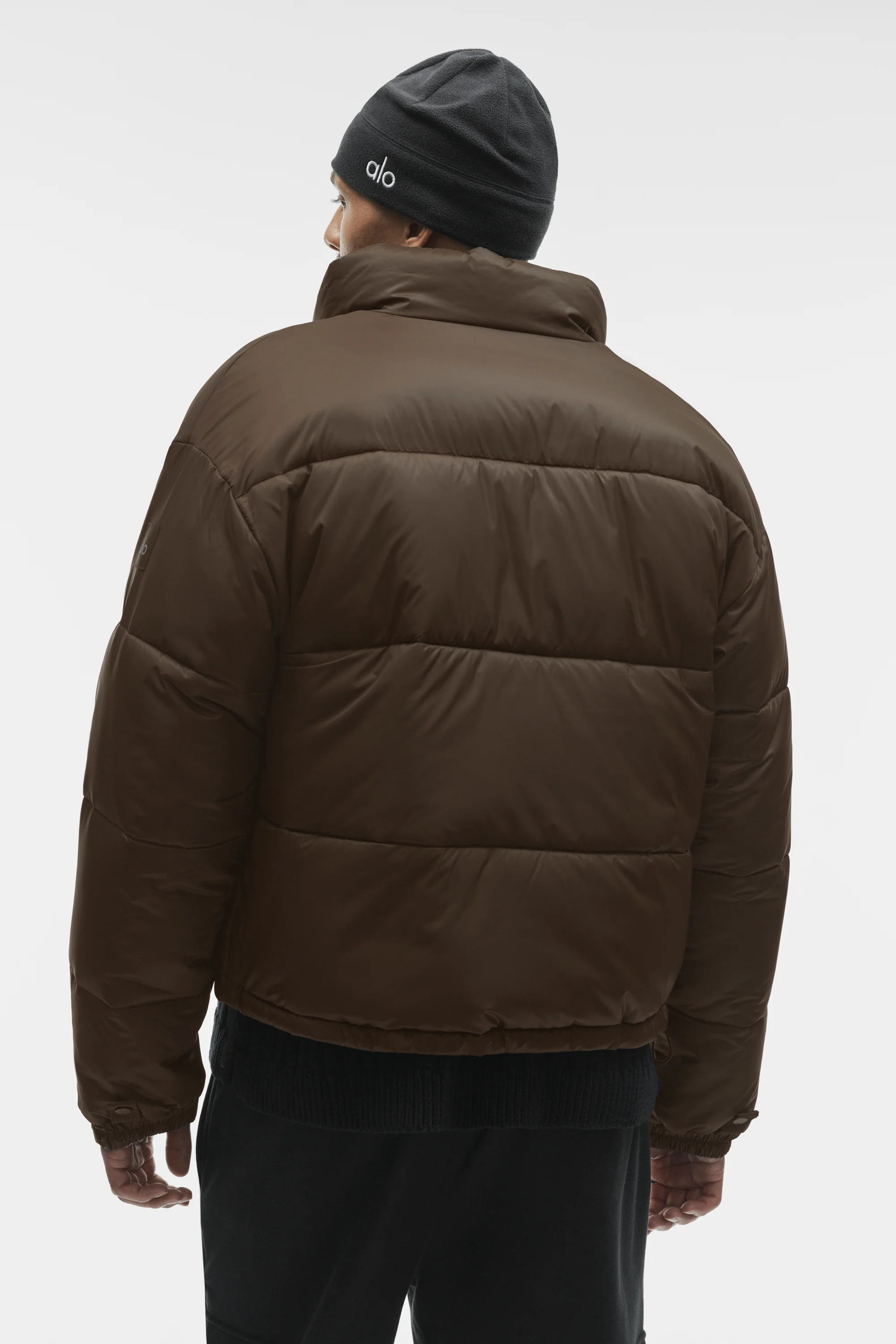 Cold Front Puffer Jacket in Espresso with Polar Fleece Collar Lining