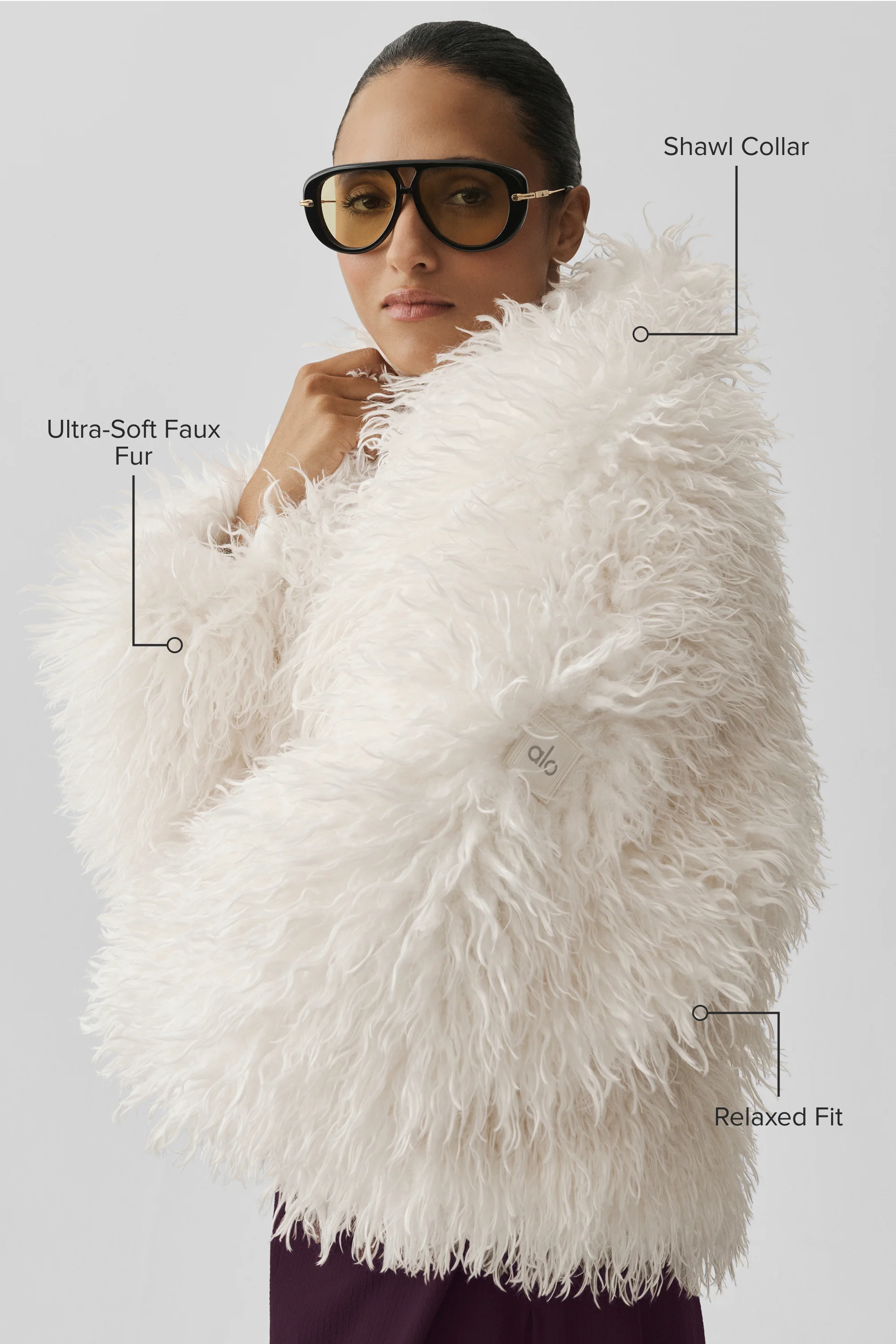 Mongolian Faux Fur Starlet Jacket in Ivory