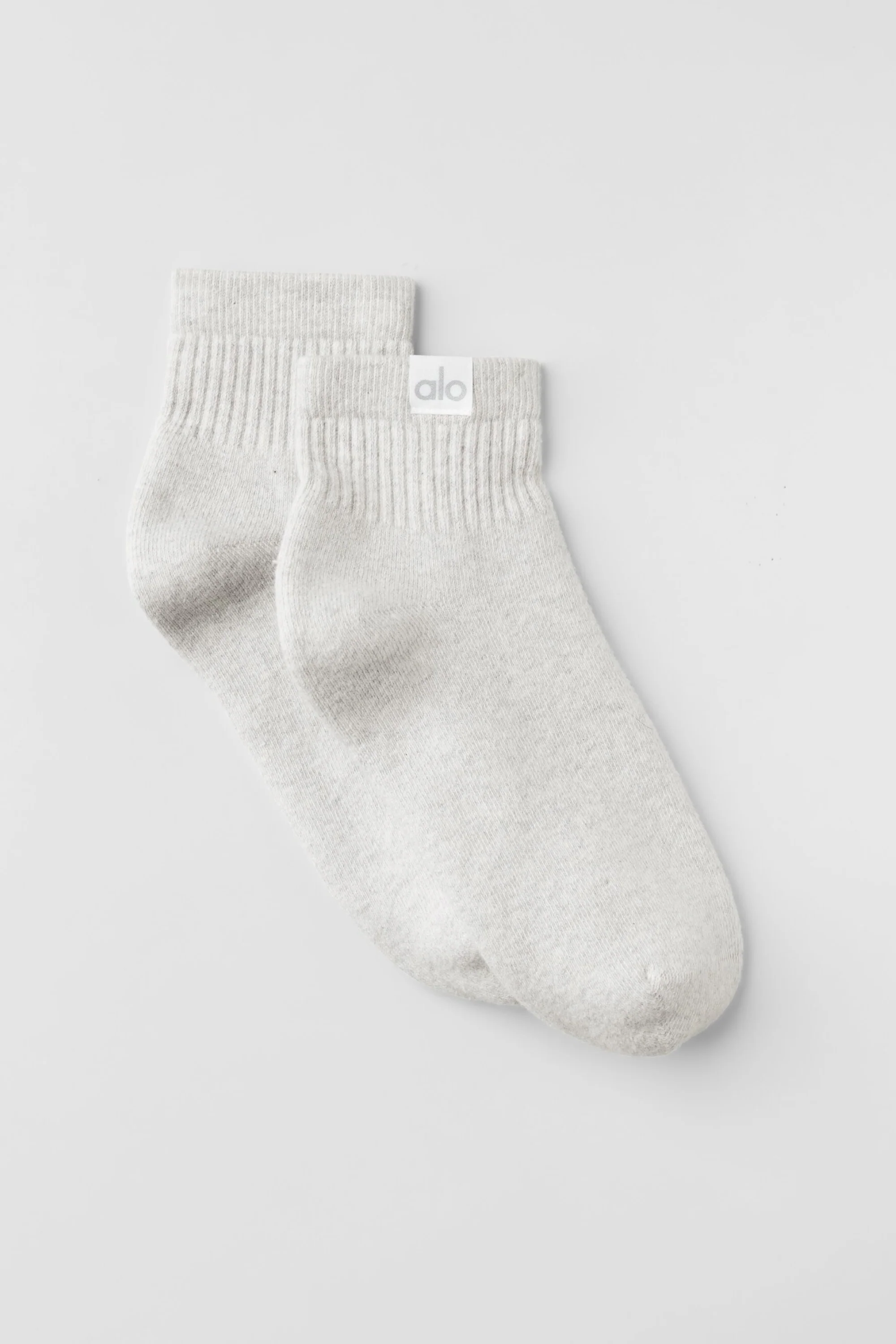 Quarter Crew Street Sock in White Heather Cotton Blend