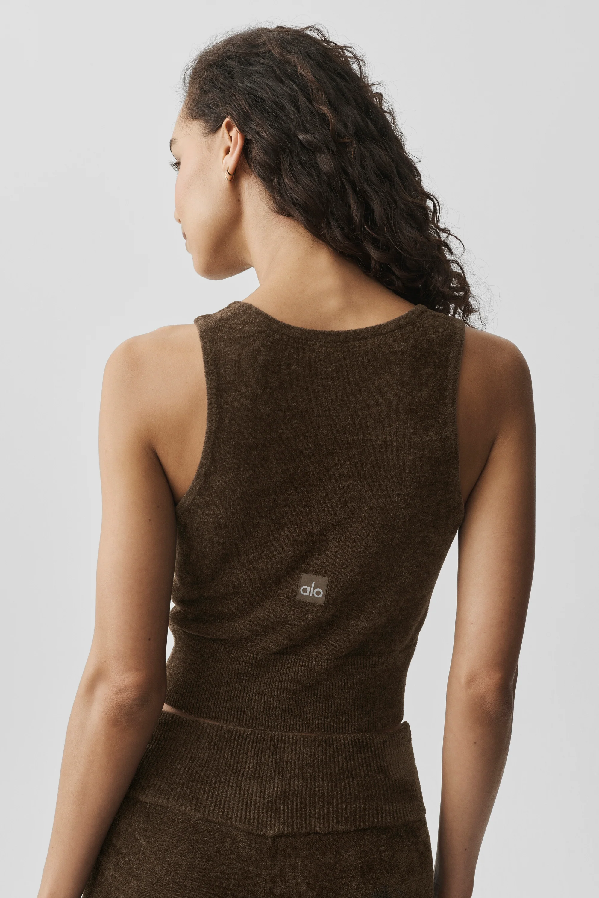 Micro Chenille Button-Down-Tanktop in Espresso