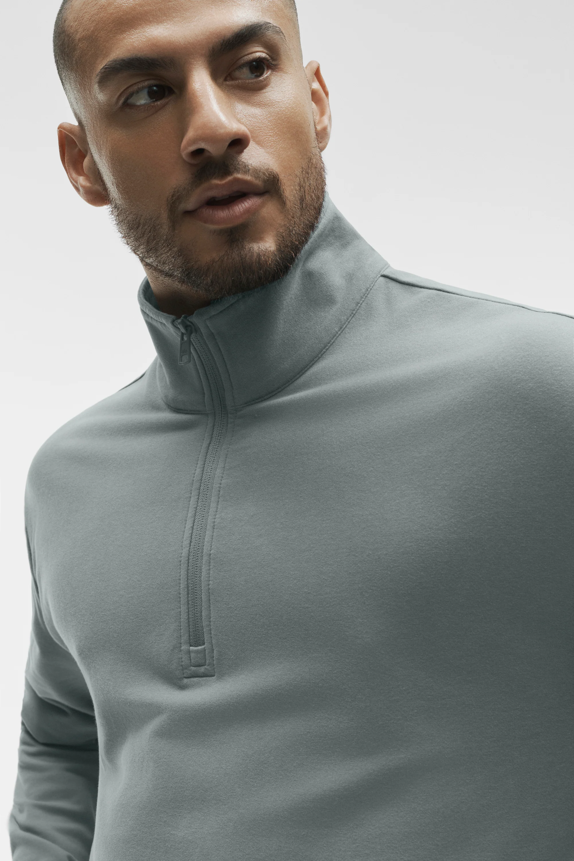 Bluza męska Double Take z długim rękawem 1/4 zip w kolorze Monument
