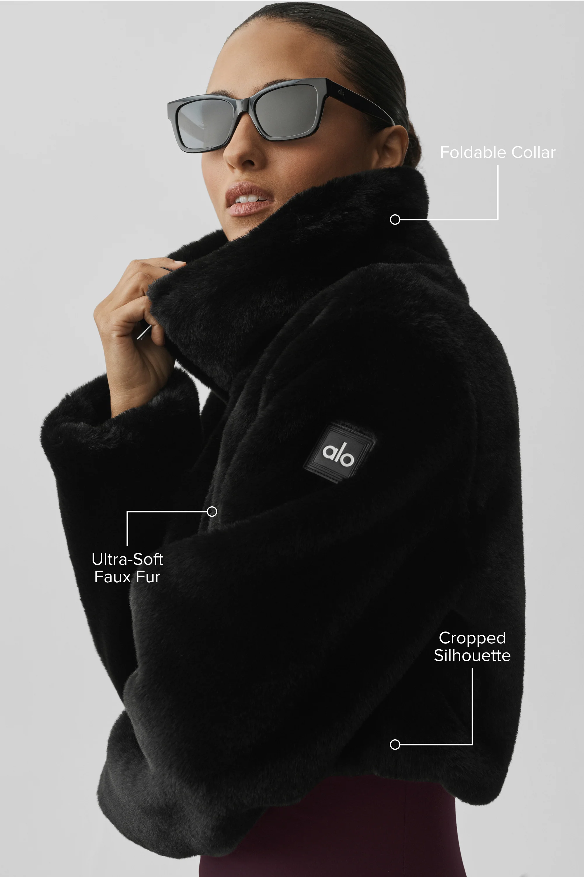 Faux Fur Cropped Amore Jacket in Black