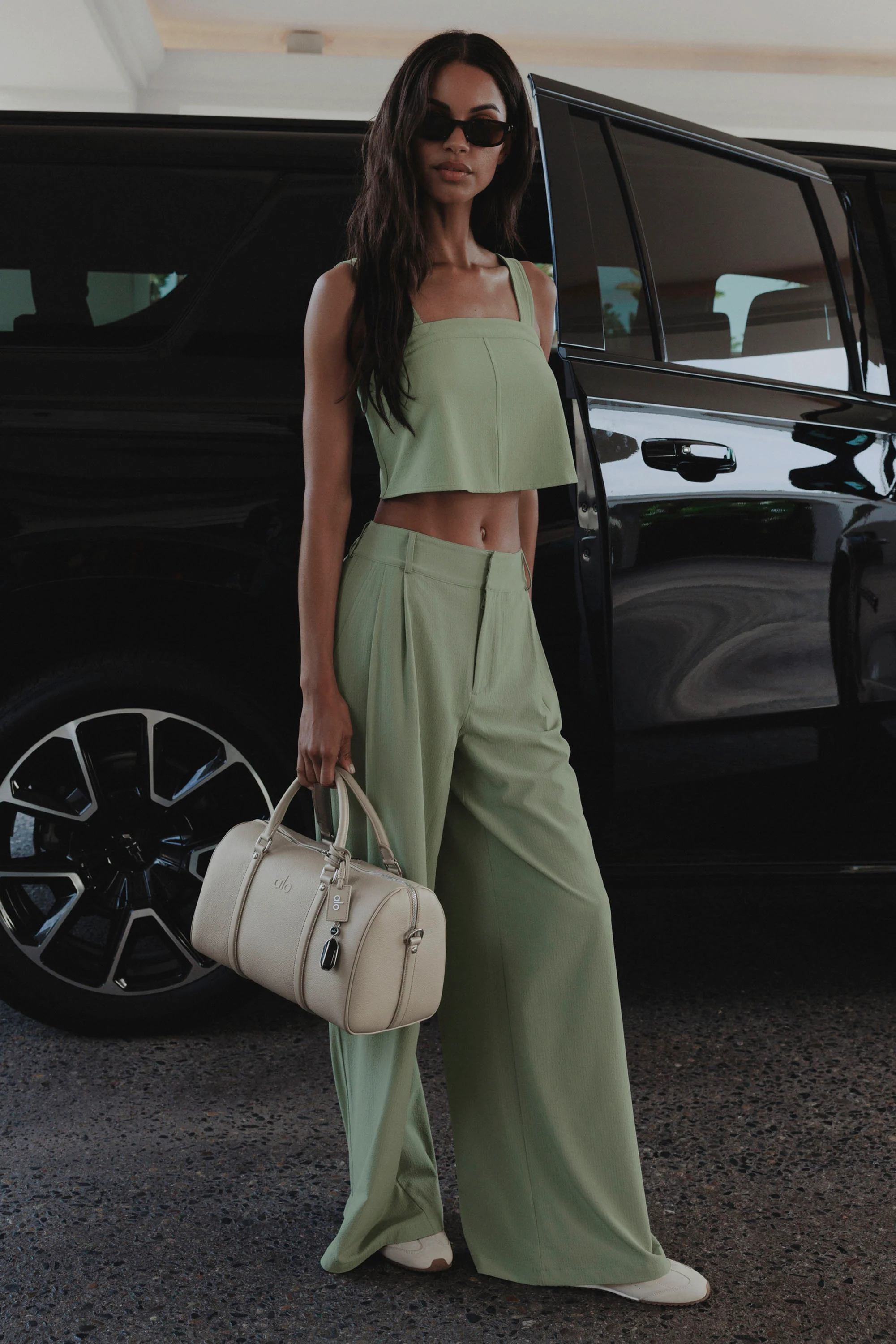 High-Waist Dreamscape Trouser in regulärer Länge in Dune Grass