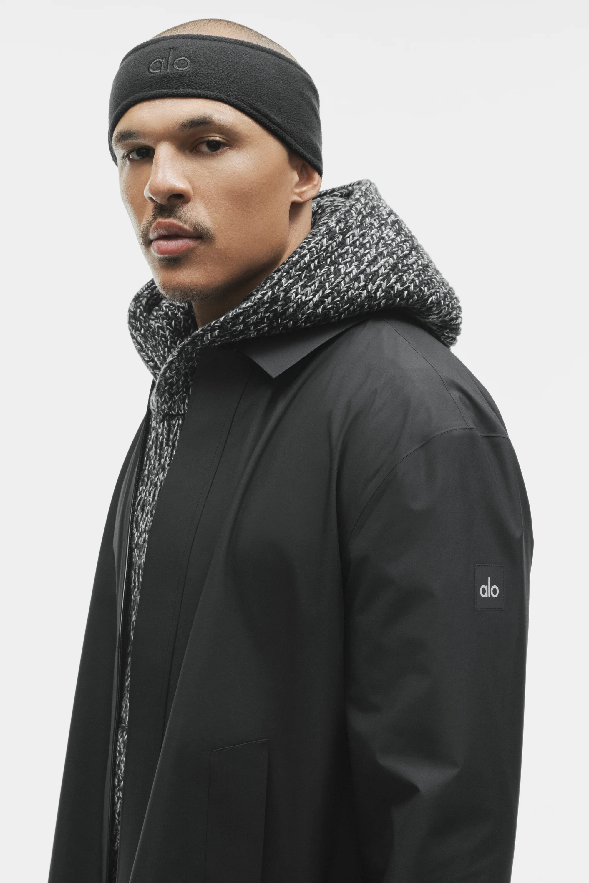 Abrigo largo Alpha Shell en negro, prenda exterior para hombre resistente al agua