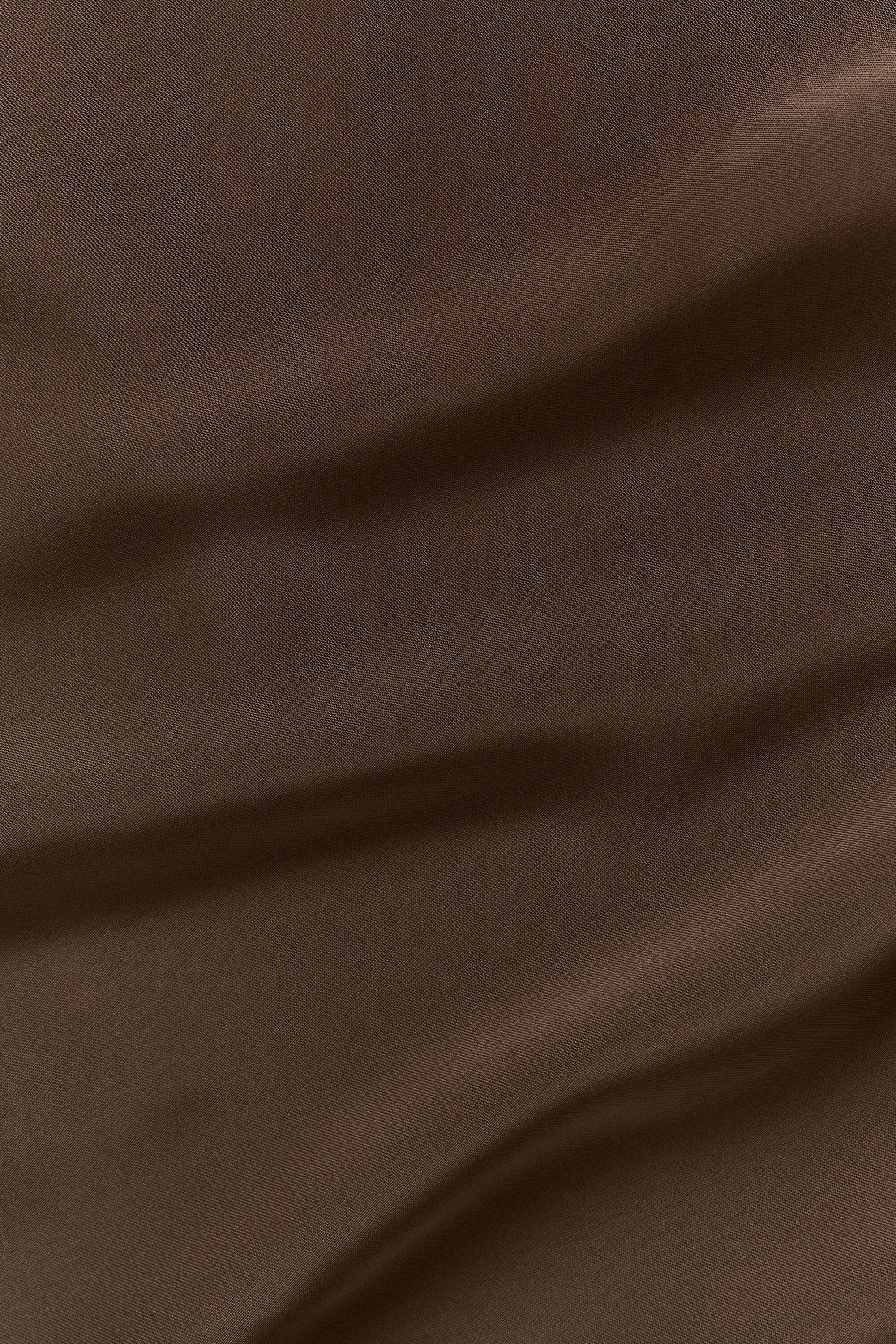 Satin Horizon Short Sleeve Button Up in Espresso