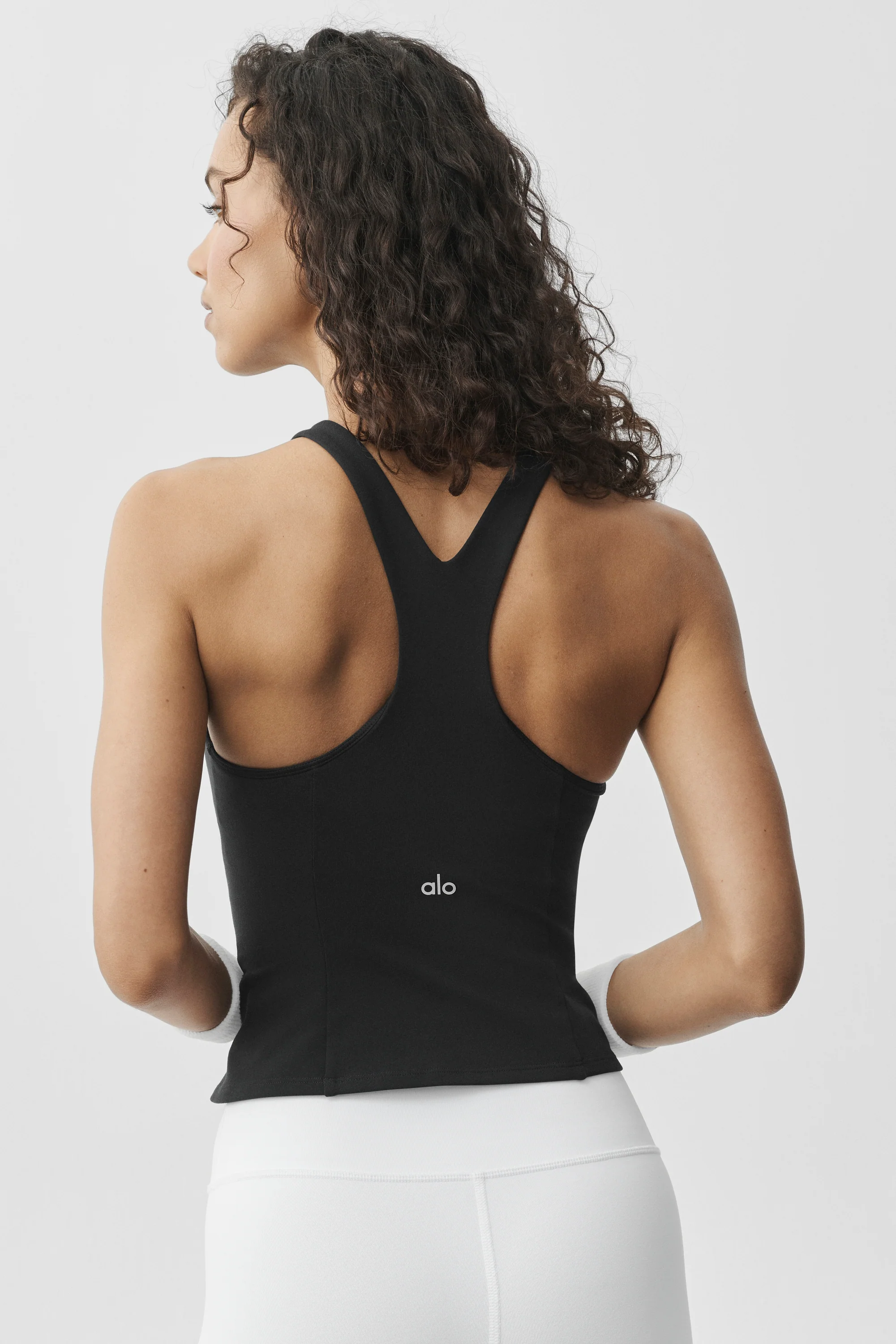 Airbrush Lock In Bra Tank in Black with Built-In Shelf Bra