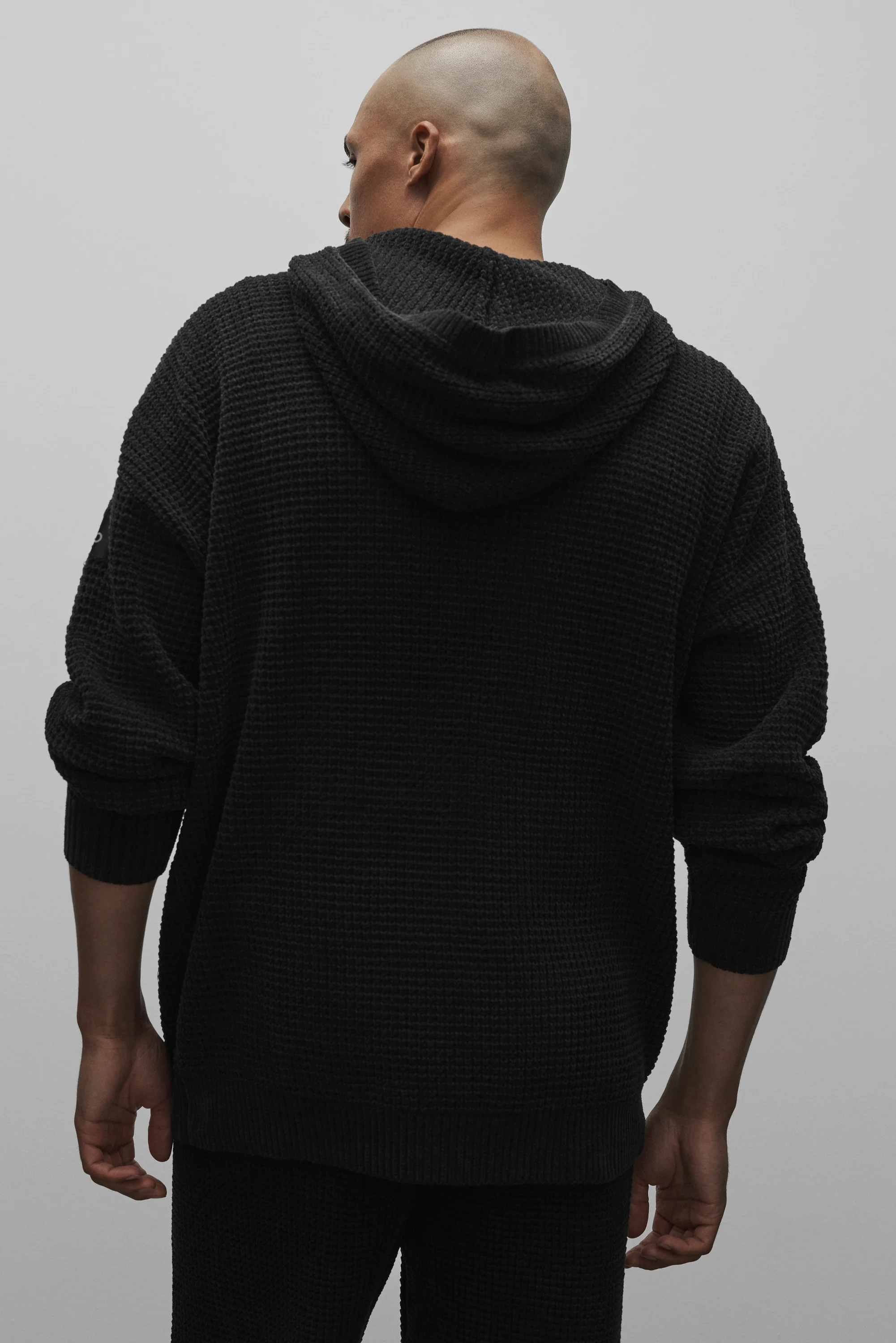 Waffle Chenille Edition Hoodie in Schwarz, lockere Passform