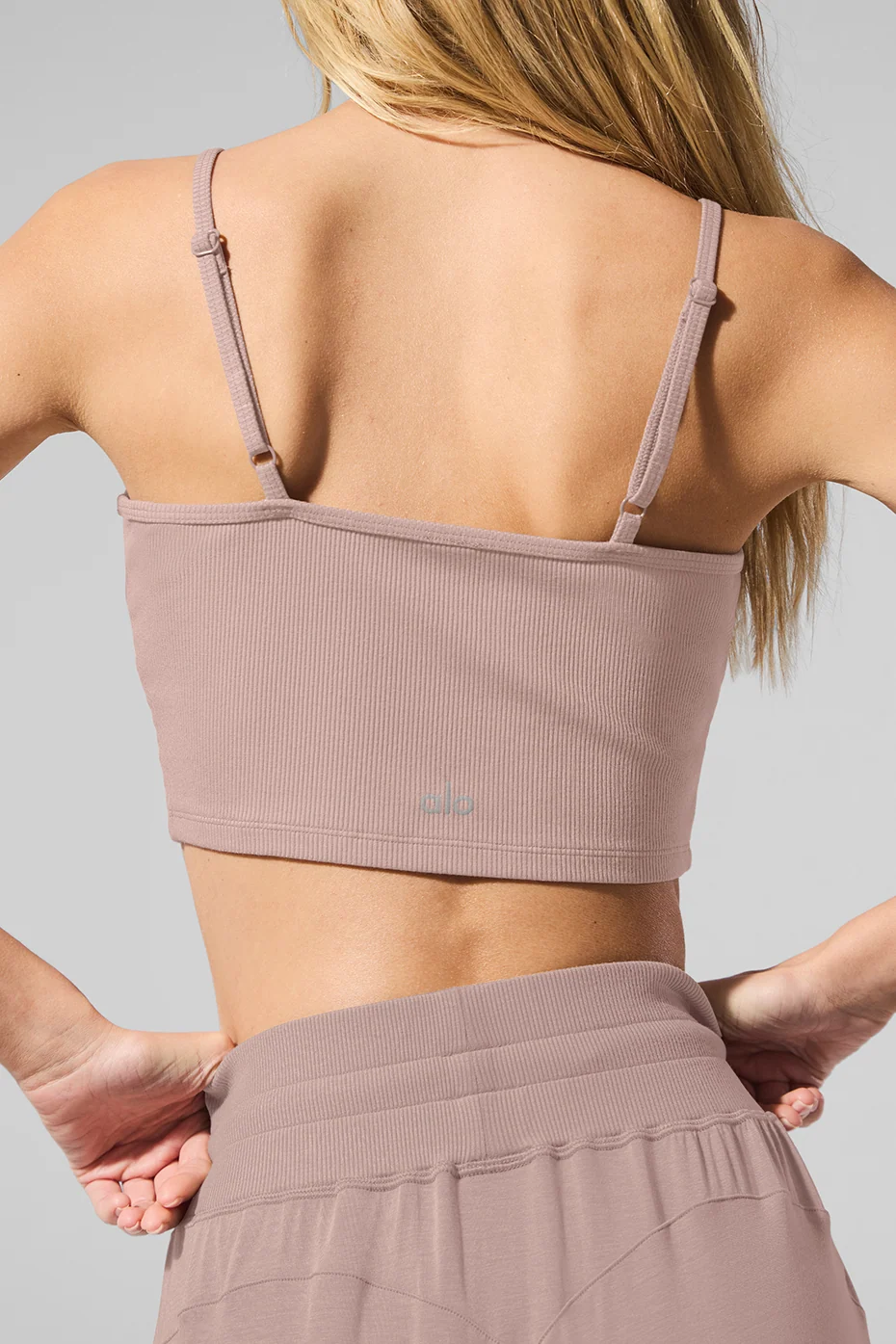 Ribbed Delicate Lounge Tank in Taupe with V-Neck and Front Buttons