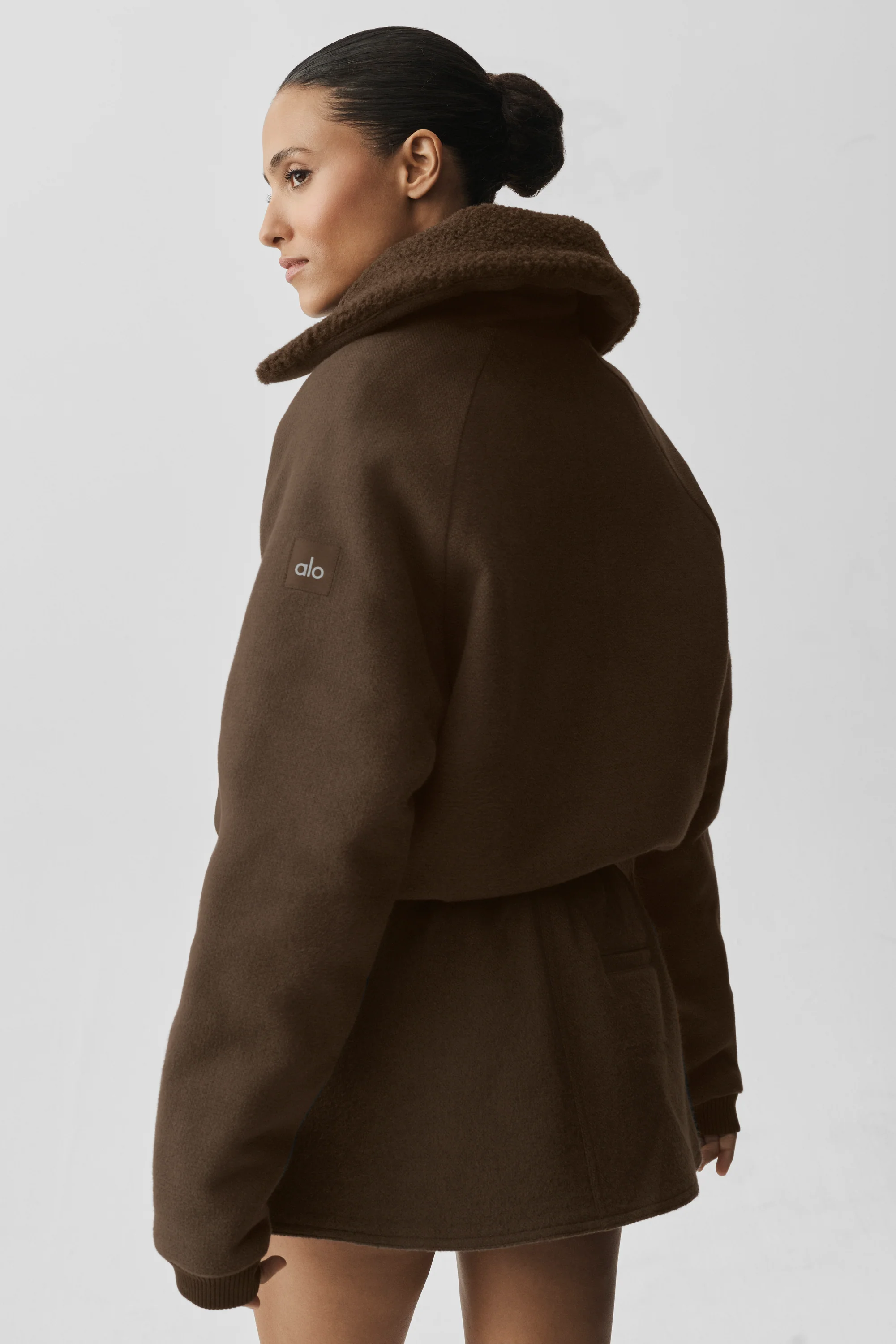Alpine Meadow Jacket in Espresso with Faux Sherpa Collar