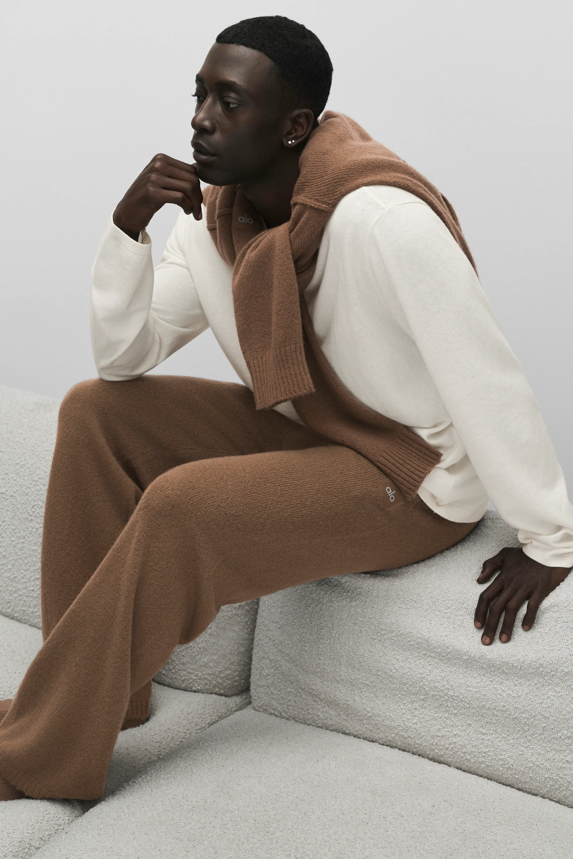 Wool Cashmere New Class Sweatpant in Java Brown for Men