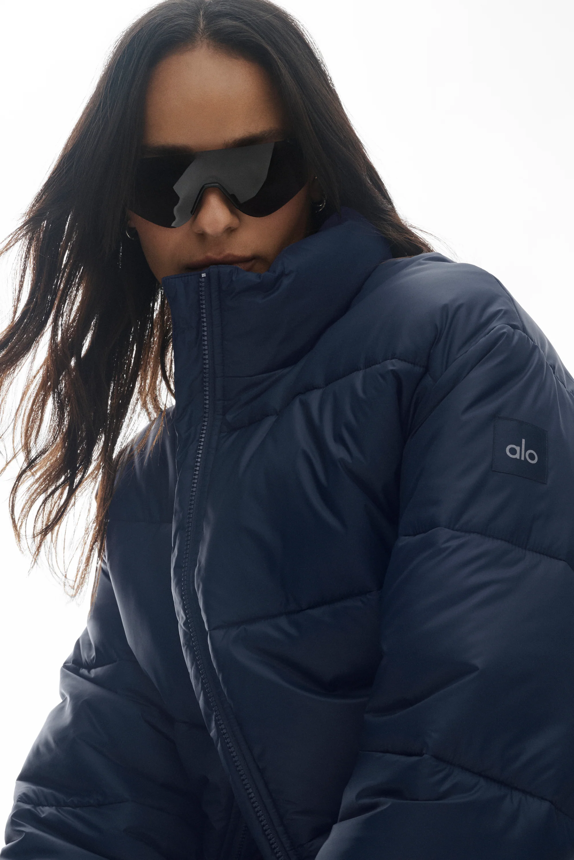 Cold Front Puffer Jacket in Navy with Polar Fleece Collar Lining