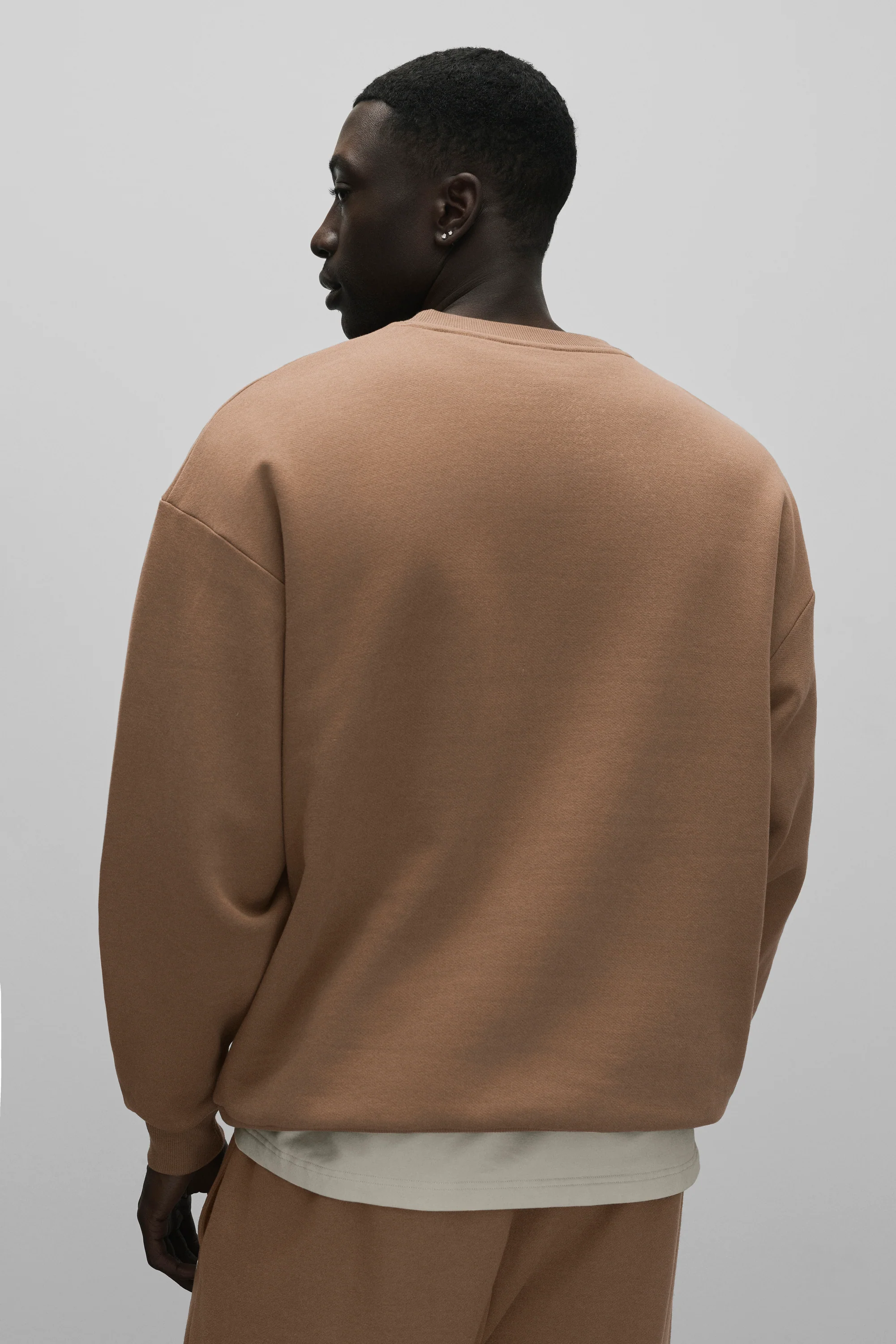 Accolade Crew Neck Pullover in Java Brown, Men's French Terry Sweatshirt